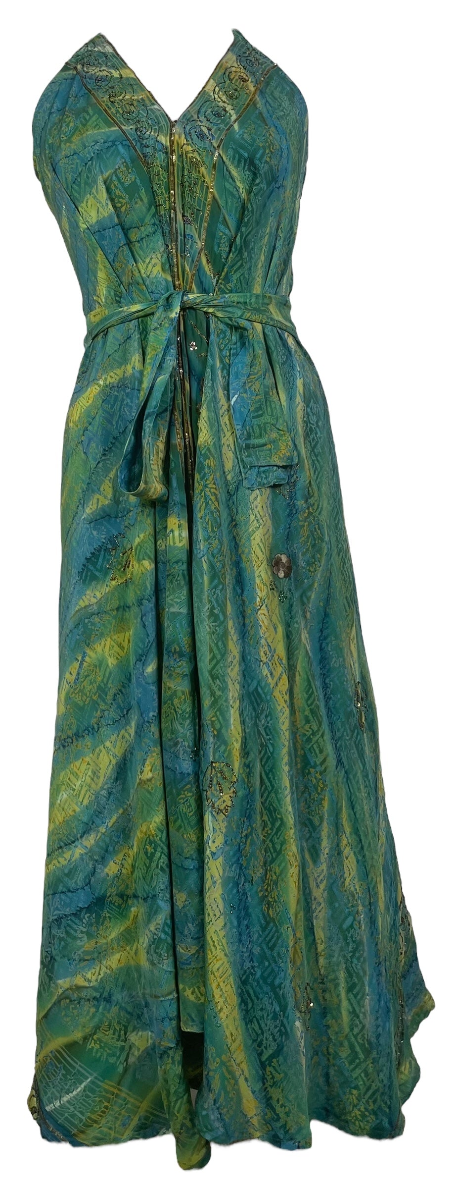 PRC7752 Avatar Pure Silk Maxi Dress with Belt