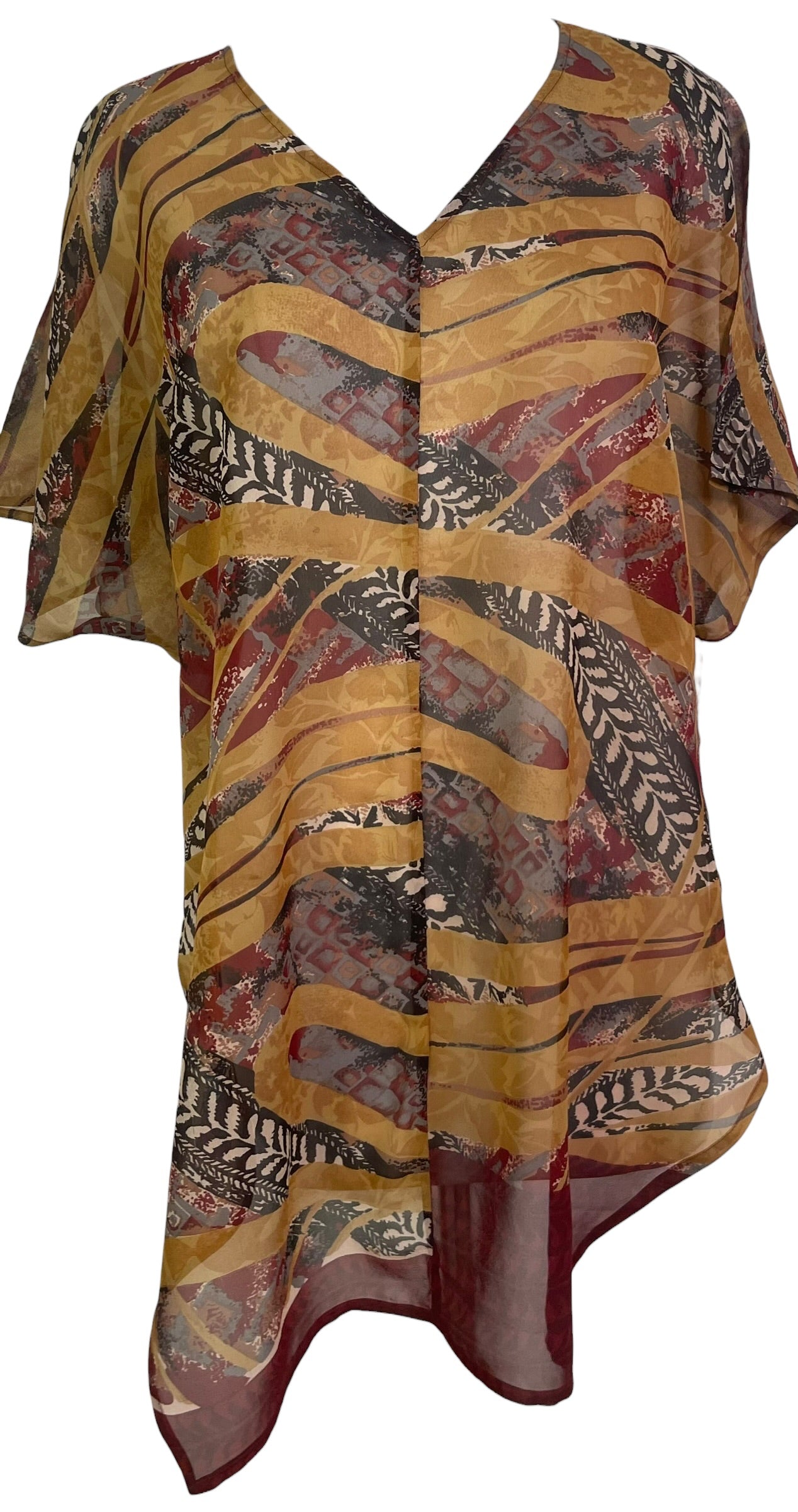PRG8963 Sheer Avatar Pure Silk Waterfall Top