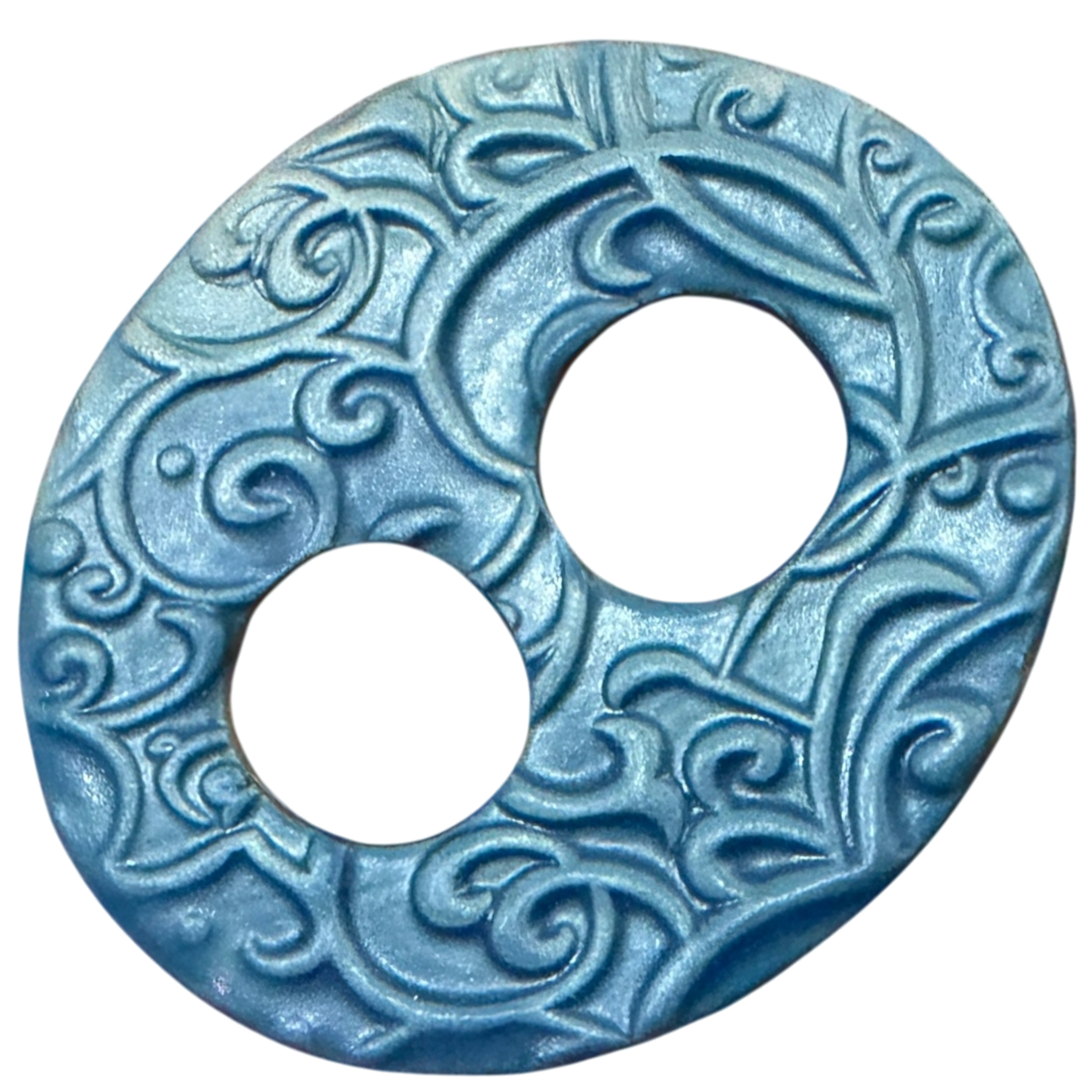 Teal Vines Ceramic Scarf Ring