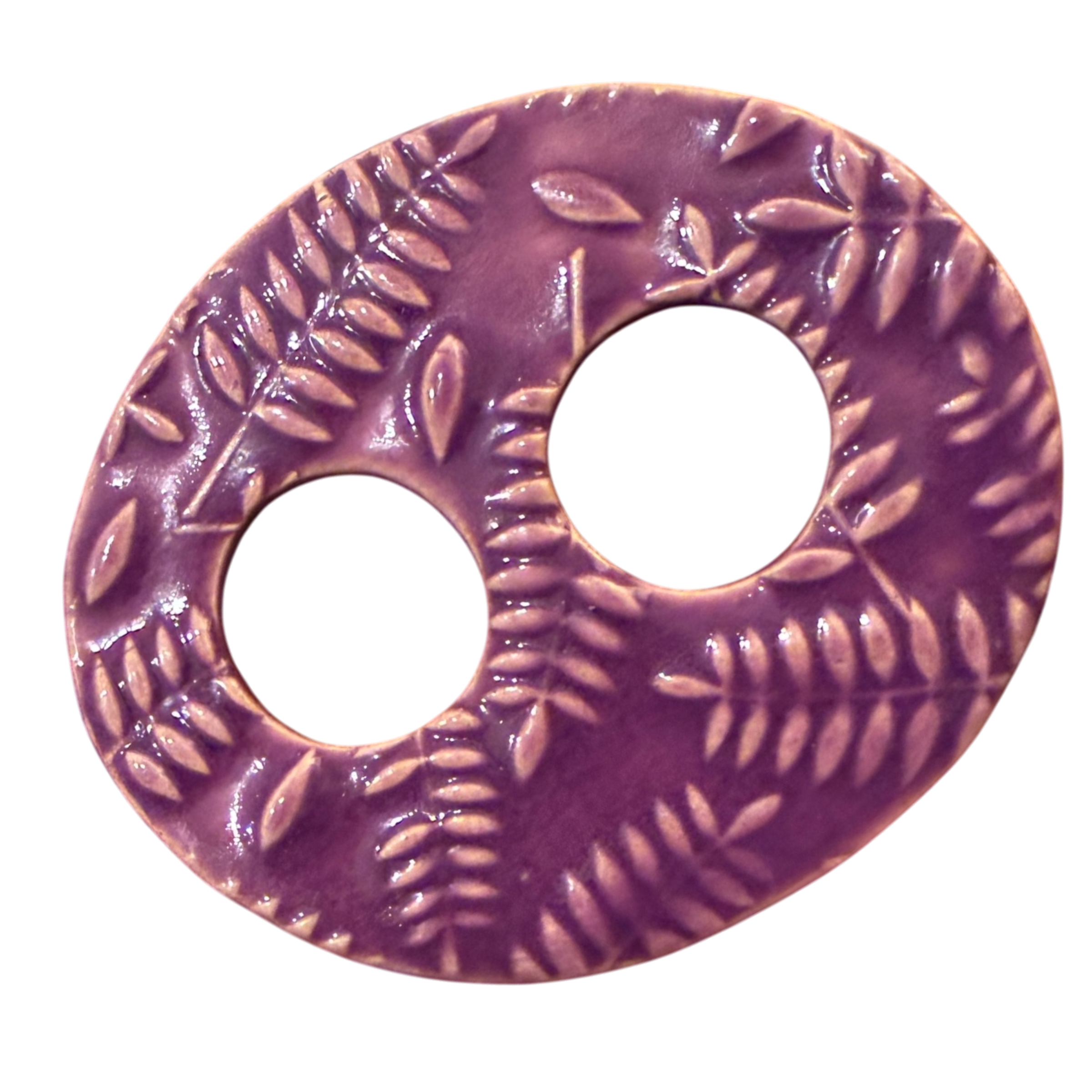 Deep Plum Leaves Ceramic Scarf Ring