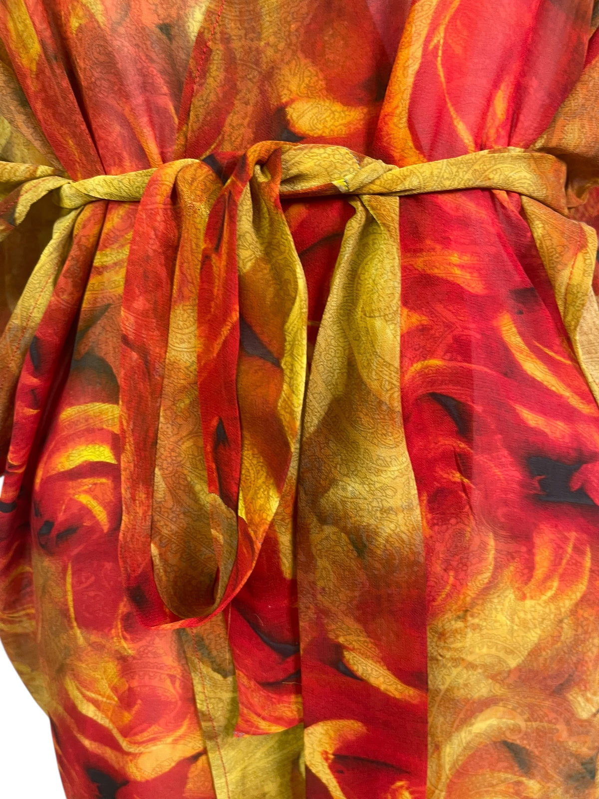 Releases Sunday at 8pm EST PRG9024 Sheer Avatar Pure Silk Kimono-Sleeved Jacket with Belt
