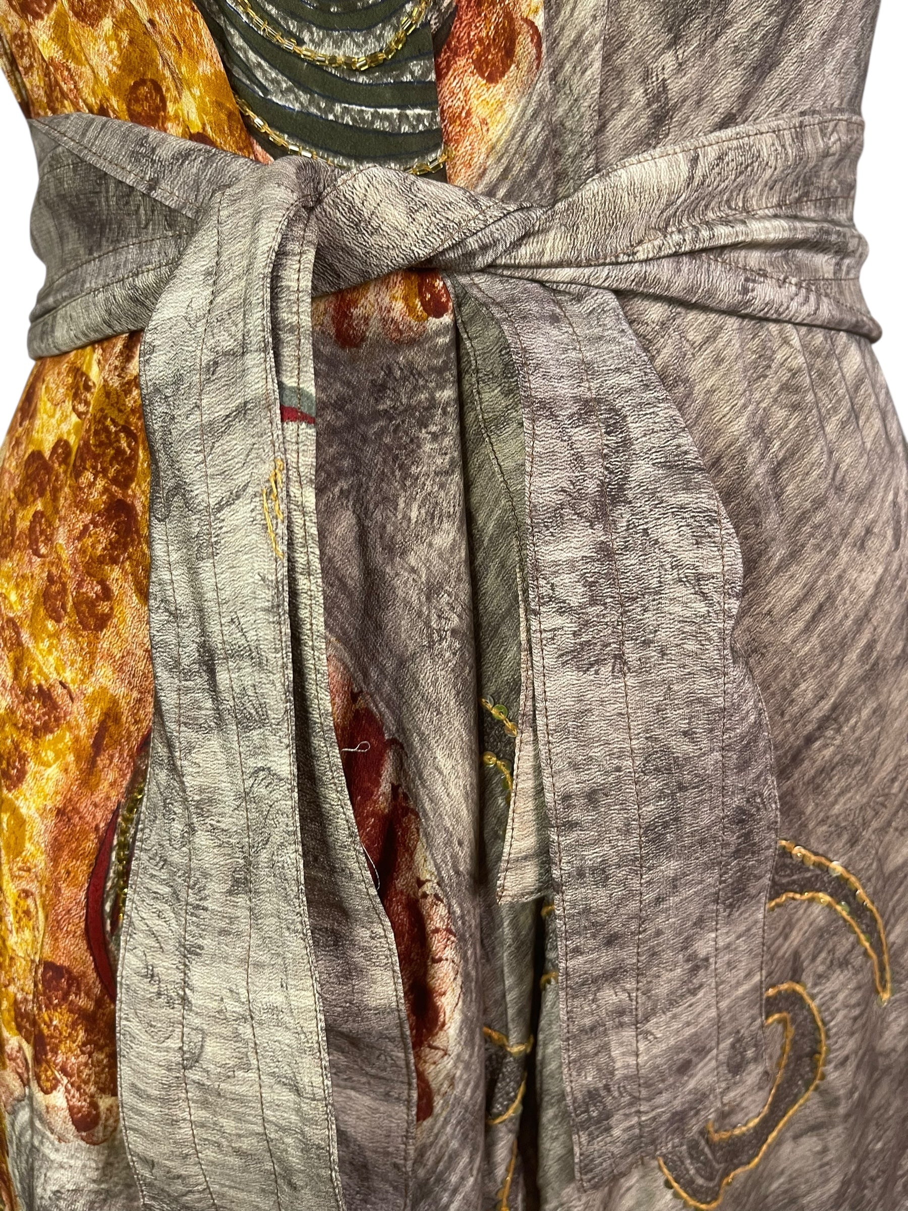 PRC8275 Wabi Sabi Pure Silk Maxi Dress with Belt