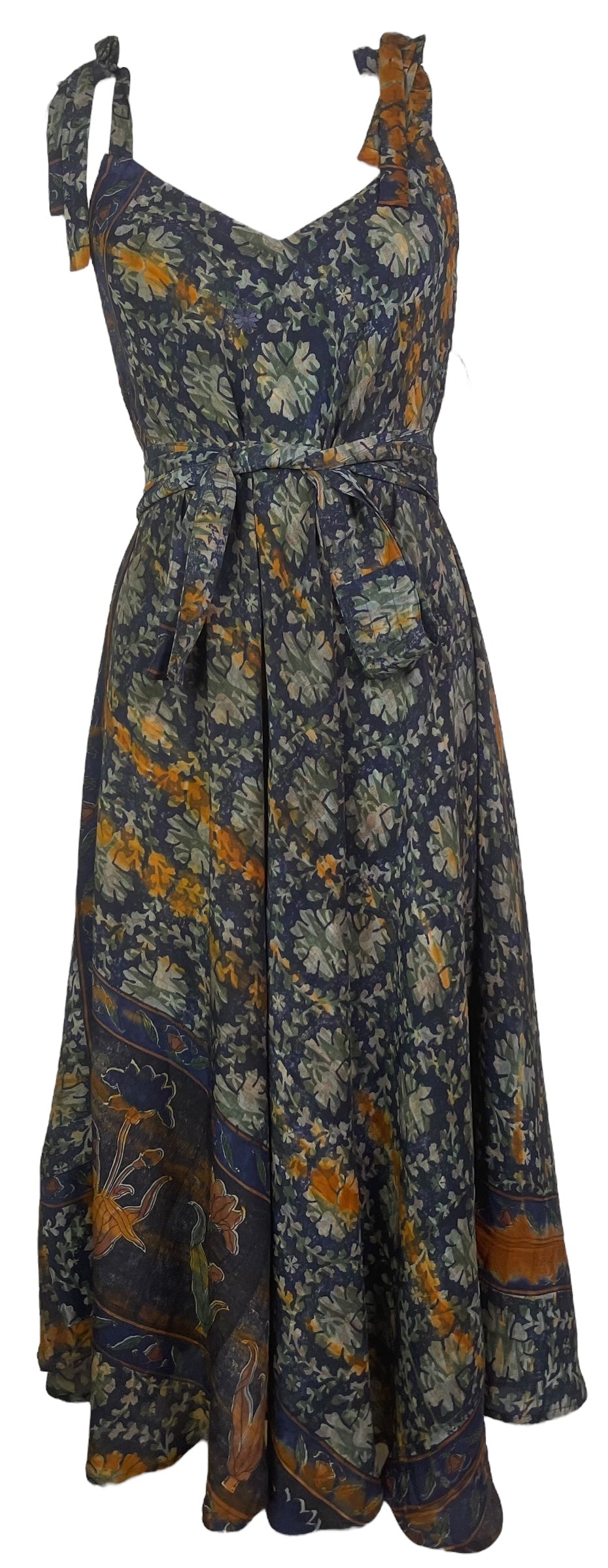 PRC8279 Wabi Sabi Pure Silk Maxi Dress with Belt