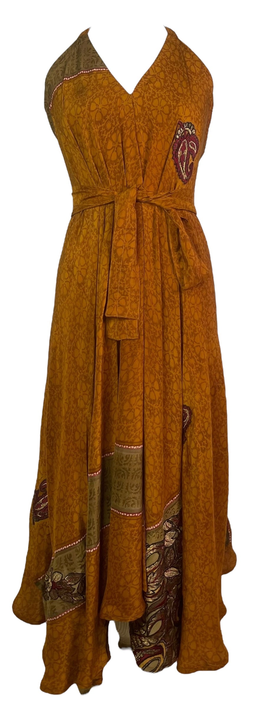 PRC8289 Wabi Sabi Pure Silk Maxi Dress with Belt