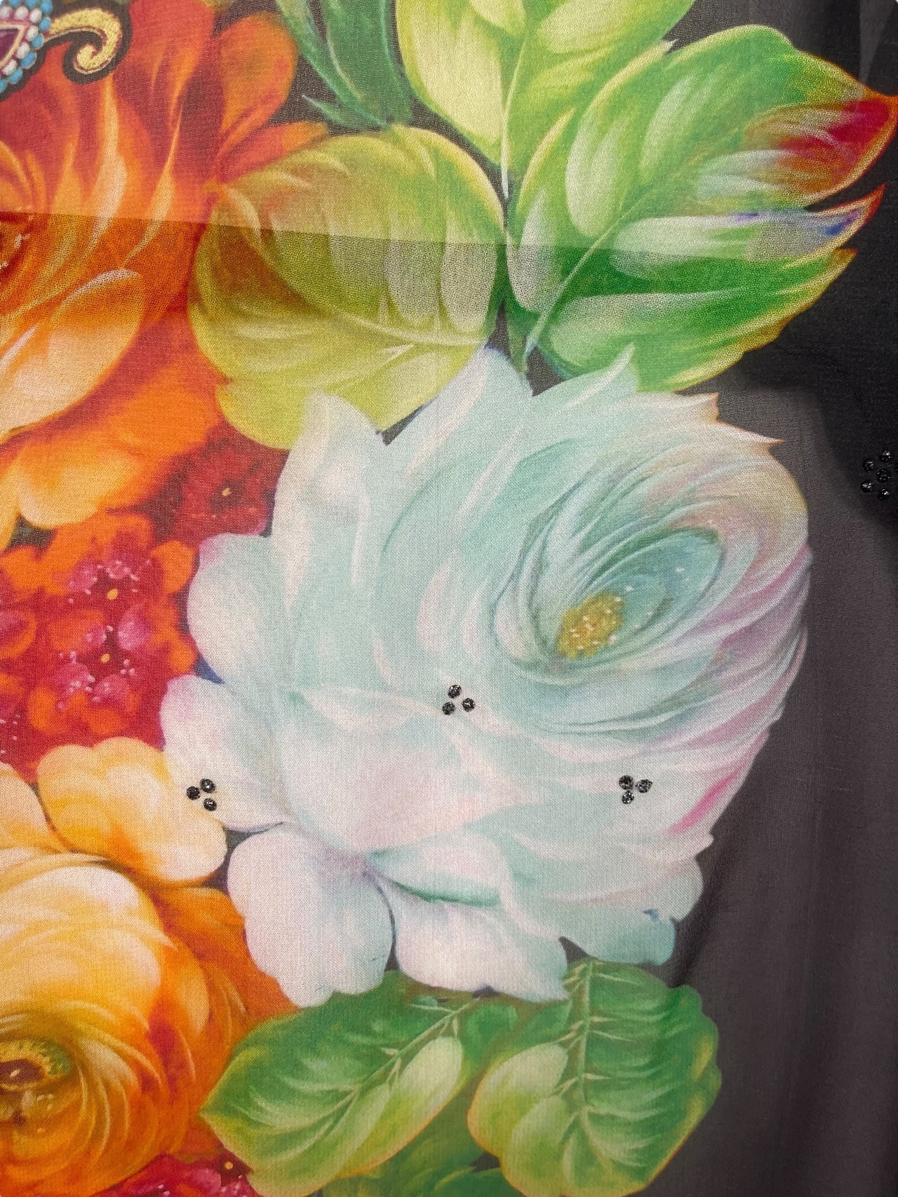 PRG8210 Sheer Avatar Long Pure Silk Kimono Sleeved Duster with Belt