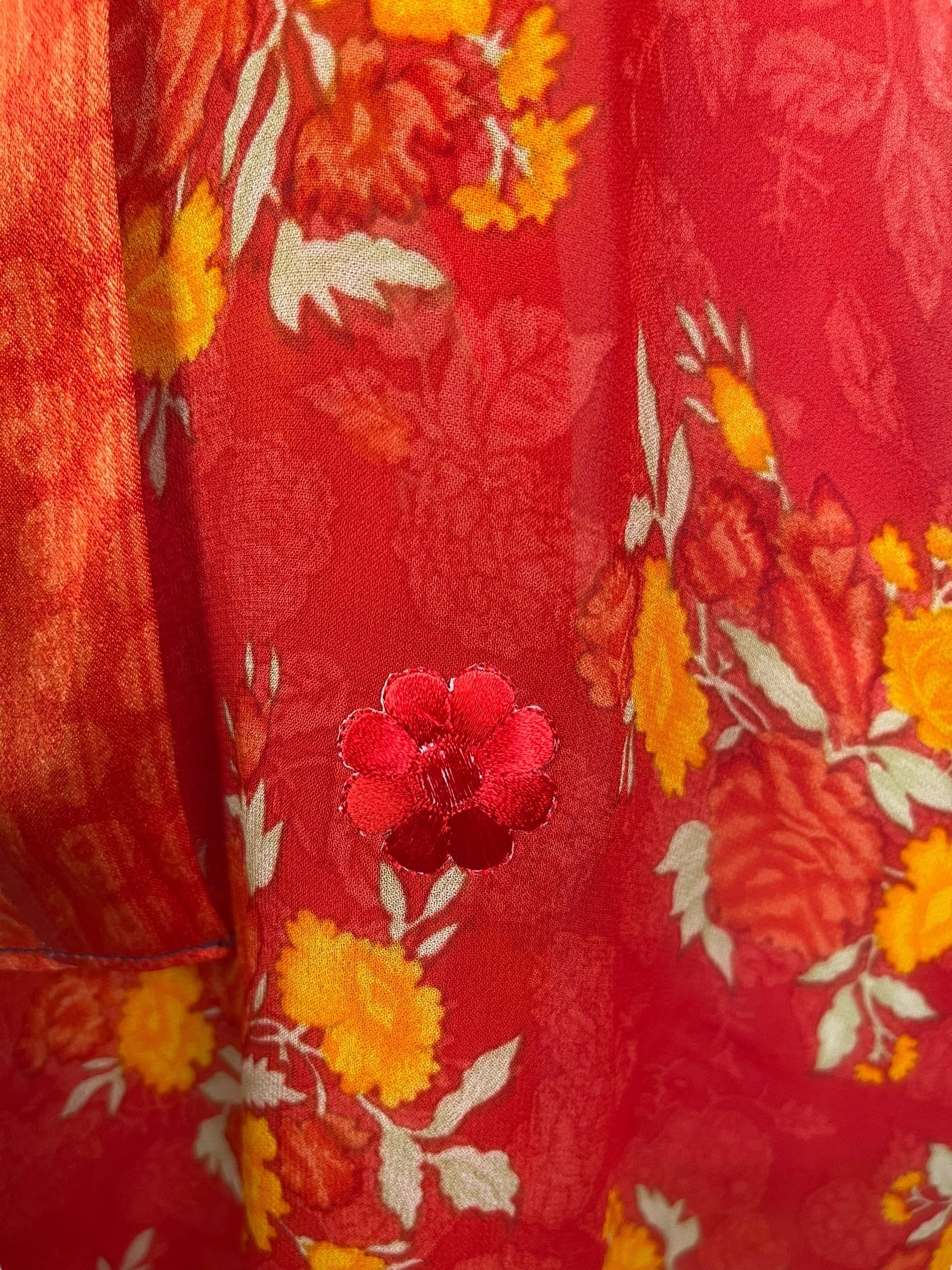 PRG8202 Sheer Avatar Long Pure Silk Kimono Sleeved Duster with Belt