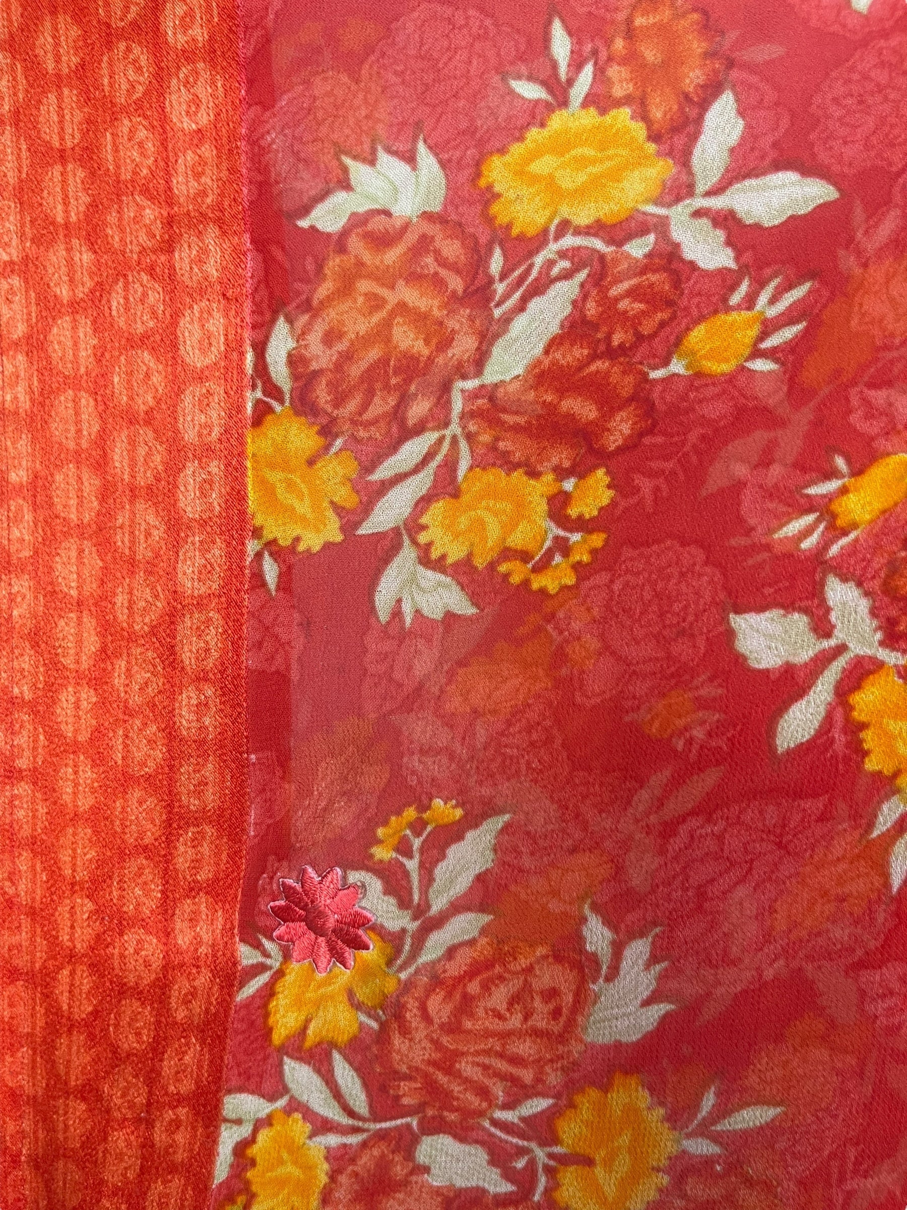 PRG8202 Sheer Avatar Long Pure Silk Kimono Sleeved Duster with Belt