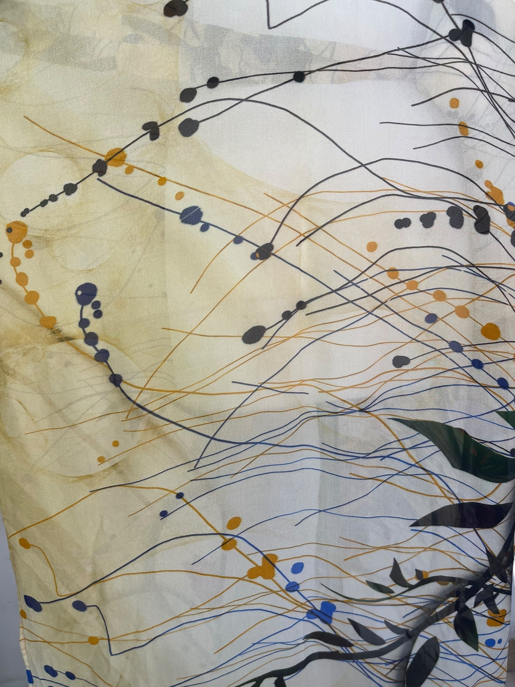 PRG8264 Sheer Avatar Long Pure Silk Kimono Sleeved Duster with Belt