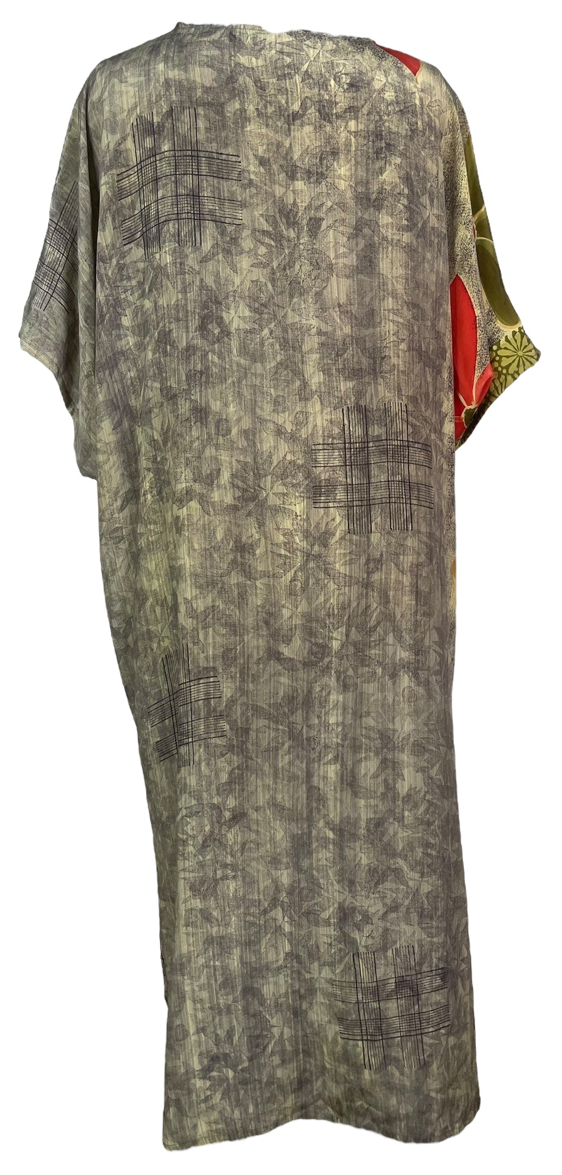 PRC8207 Avatar Long Pure Silk Kimono Sleeved Duster with Belt