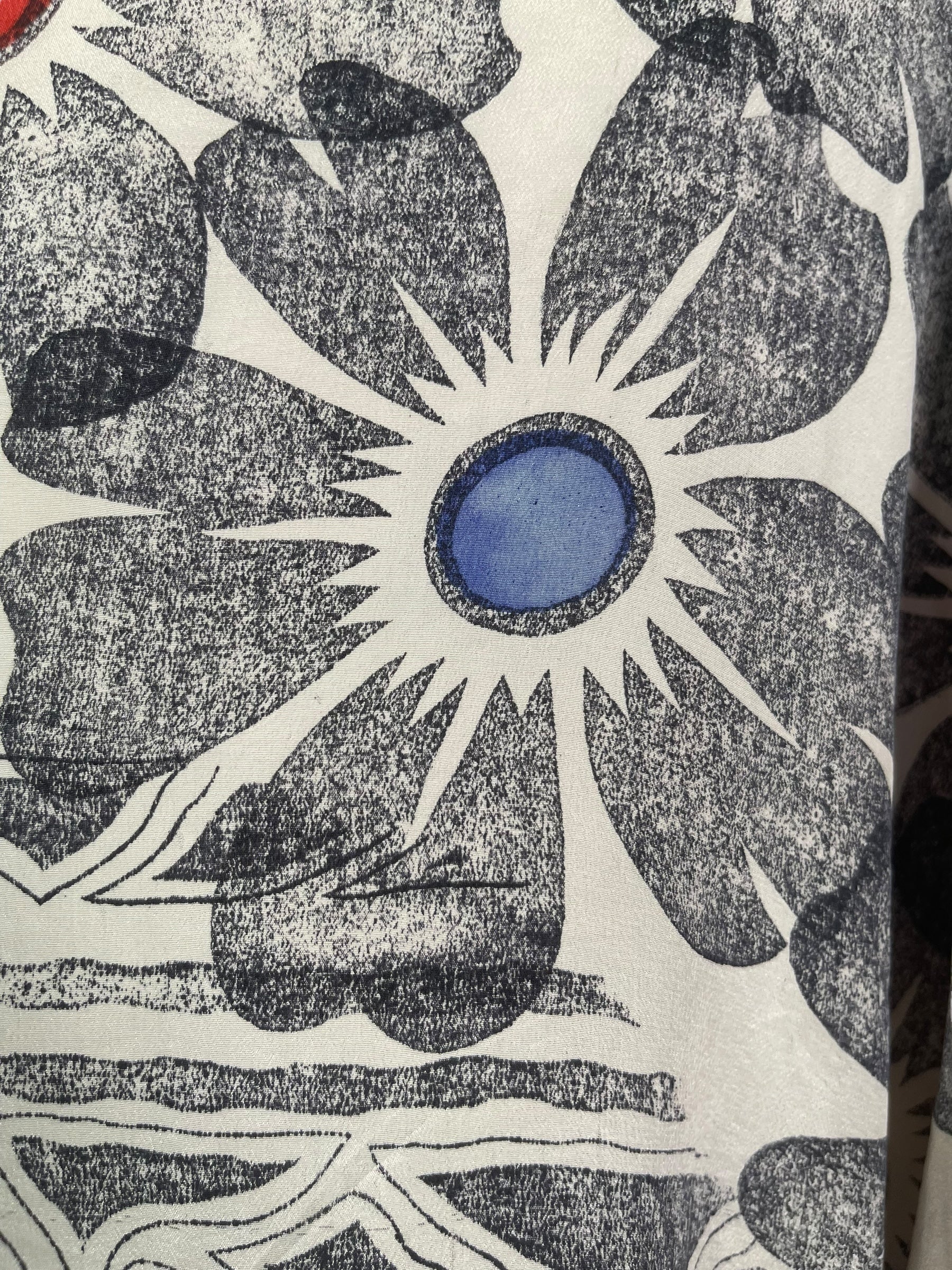 PRC8205 Avatar Long Pure Silk Kimono Sleeved Duster with Belt