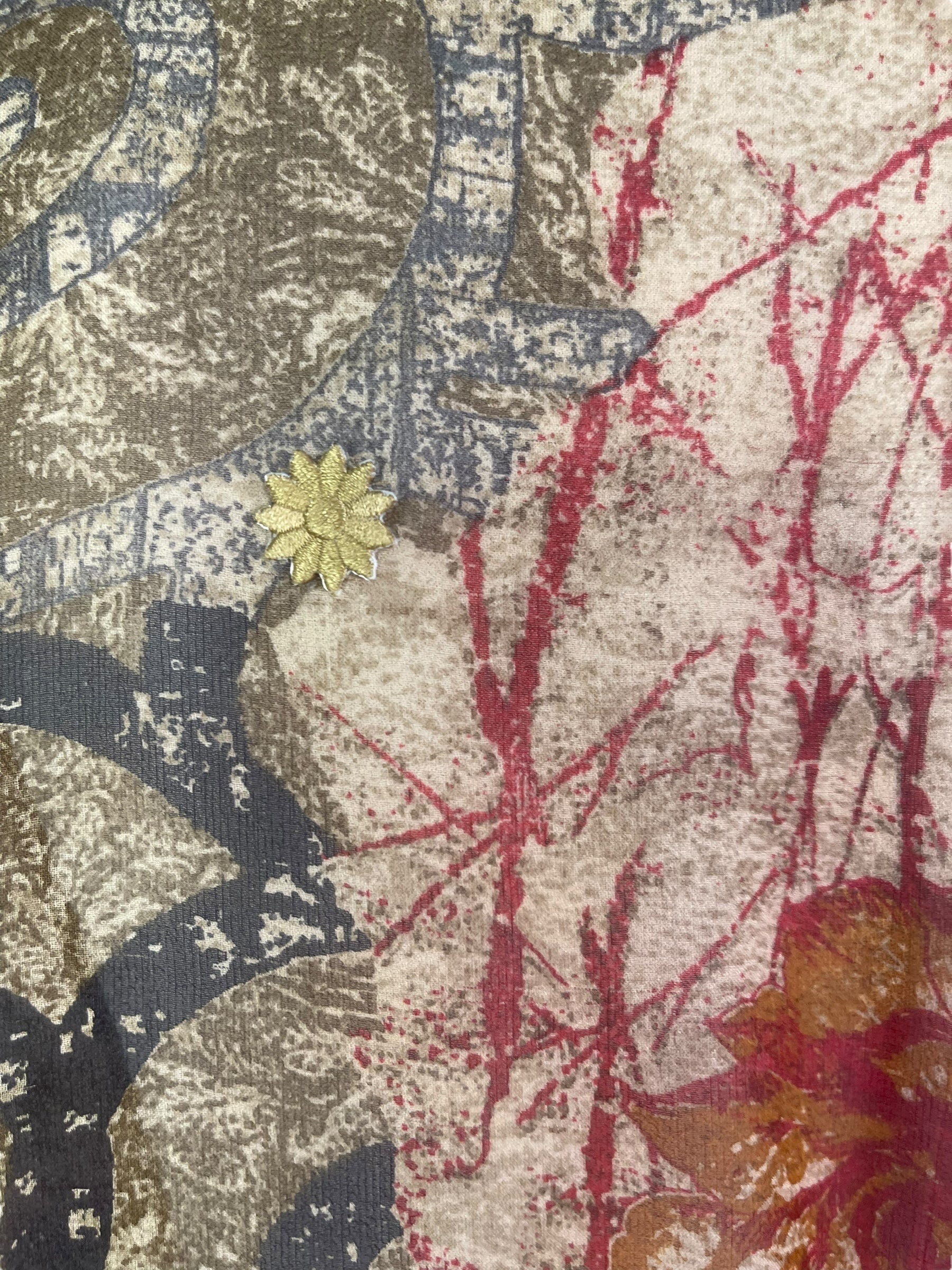 PRG8214 Sheer Avatar Long Pure Silk Kimono Sleeved Duster with Belt