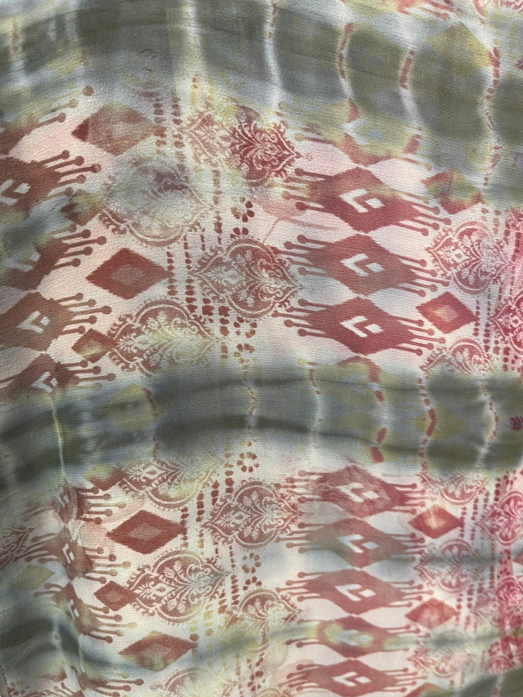 PRG8211 Sheer Avatar Long Pure Silk Kimono Sleeved Duster with Belt