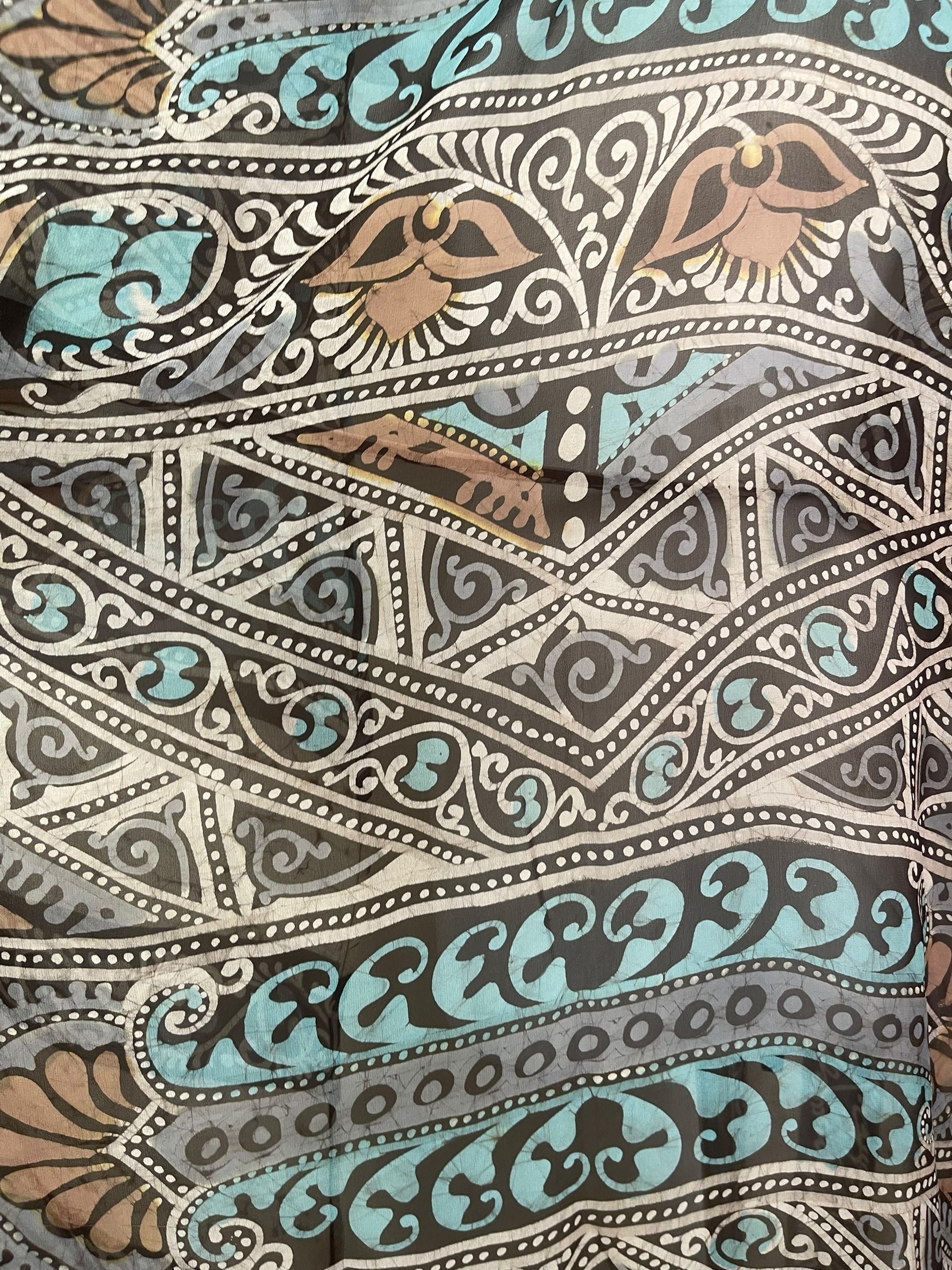 PRG8271 Sheer Avatar Long Pure Silk Kimono Sleeved Duster with Belt