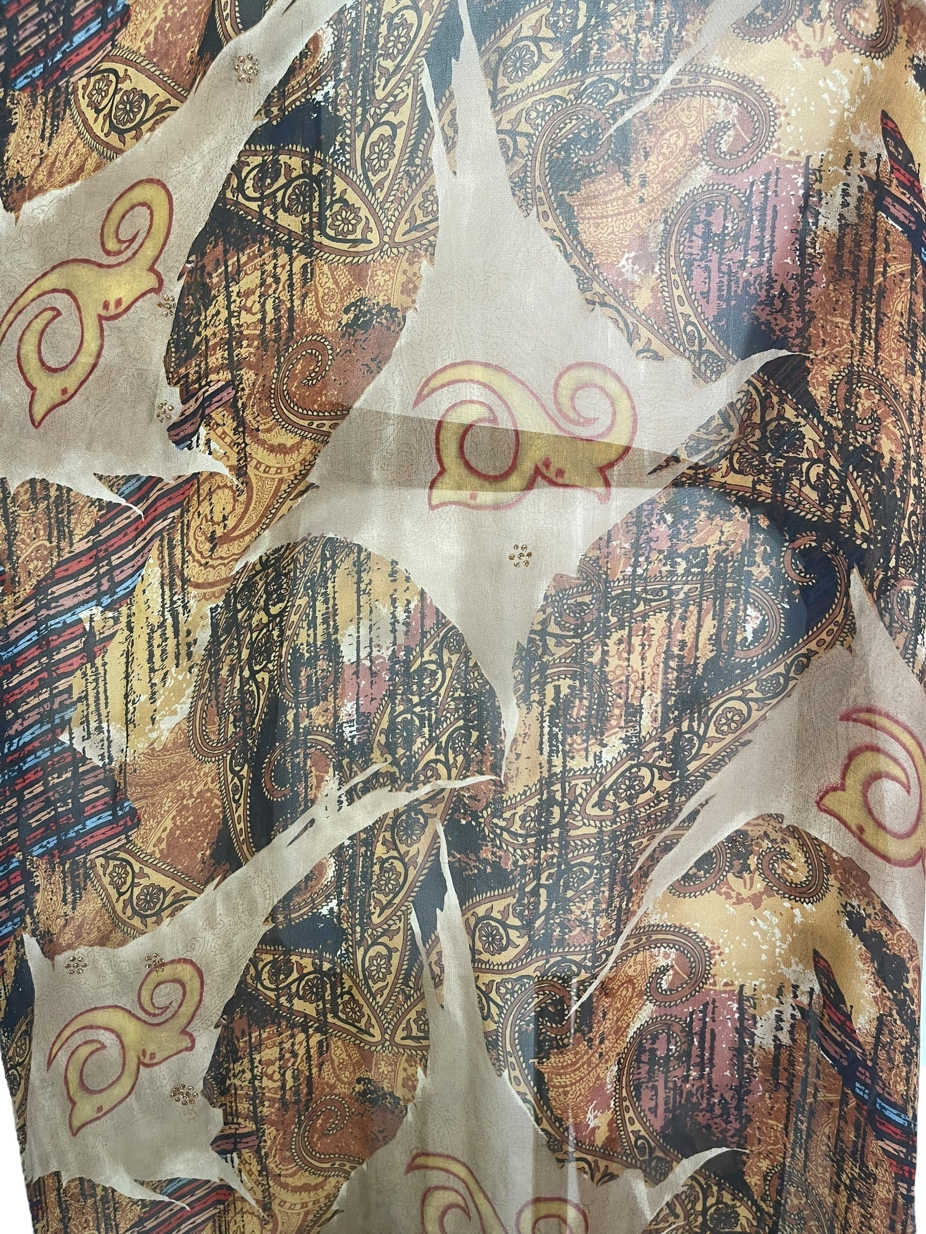 PRG8218 Sheer Avatar Long Pure Silk Kimono Sleeved Duster with Belt