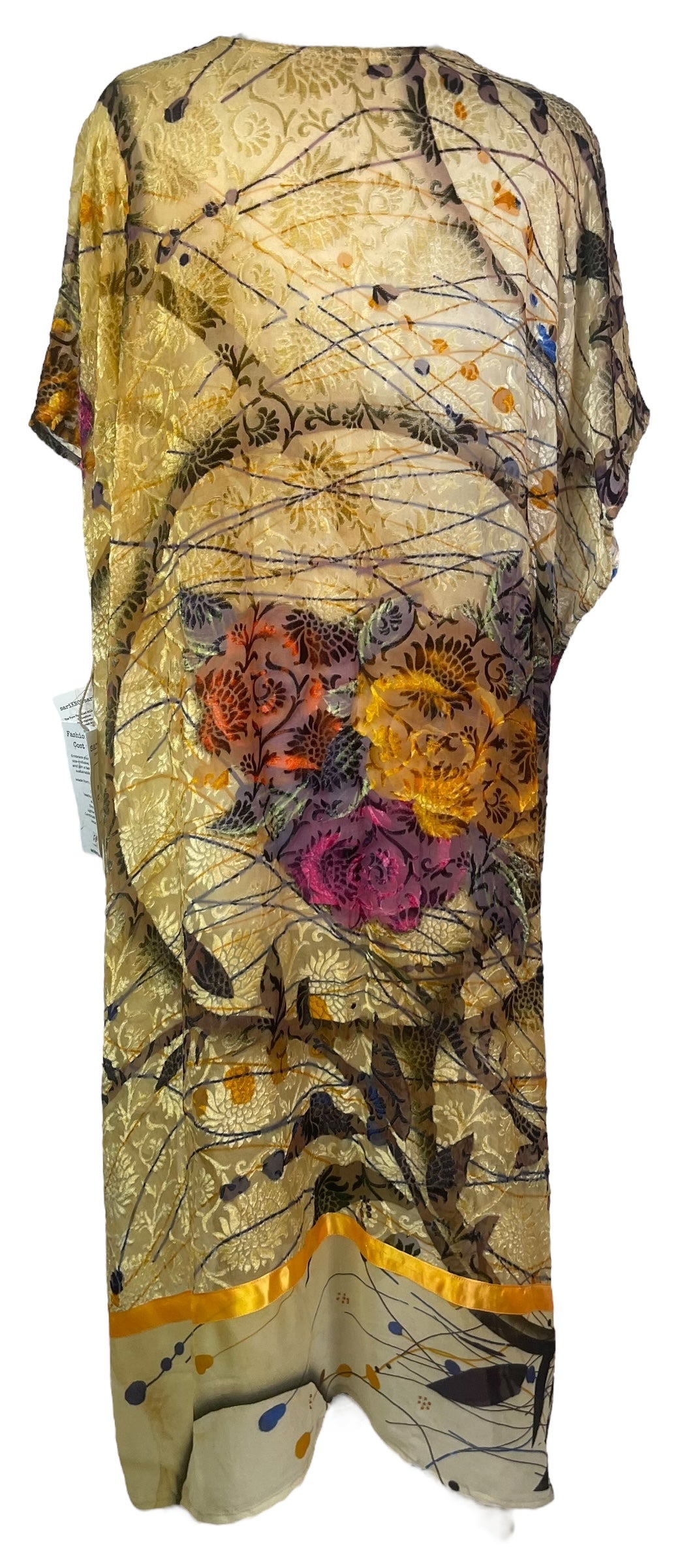 PRG8264 Sheer Avatar Pure Silk Maxi Kaftan by DECEMBER2025 – Handmade ethical Maxi Kaftan from sariKNOTsari using upcycled silk. Designed in Canada for travel and slow fashion, loved from Toronto to LA to Sydney.