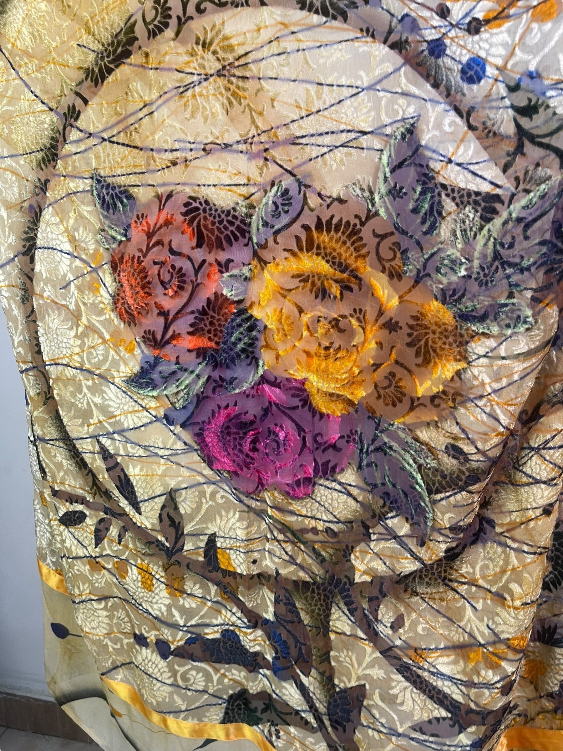 PRG8264 Sheer Avatar Pure Silk Maxi Kaftan by DECEMBER2025 – Handmade ethical Maxi Kaftan from sariKNOTsari using upcycled silk. Designed in Canada for travel and slow fashion, loved from Toronto to LA to Sydney.