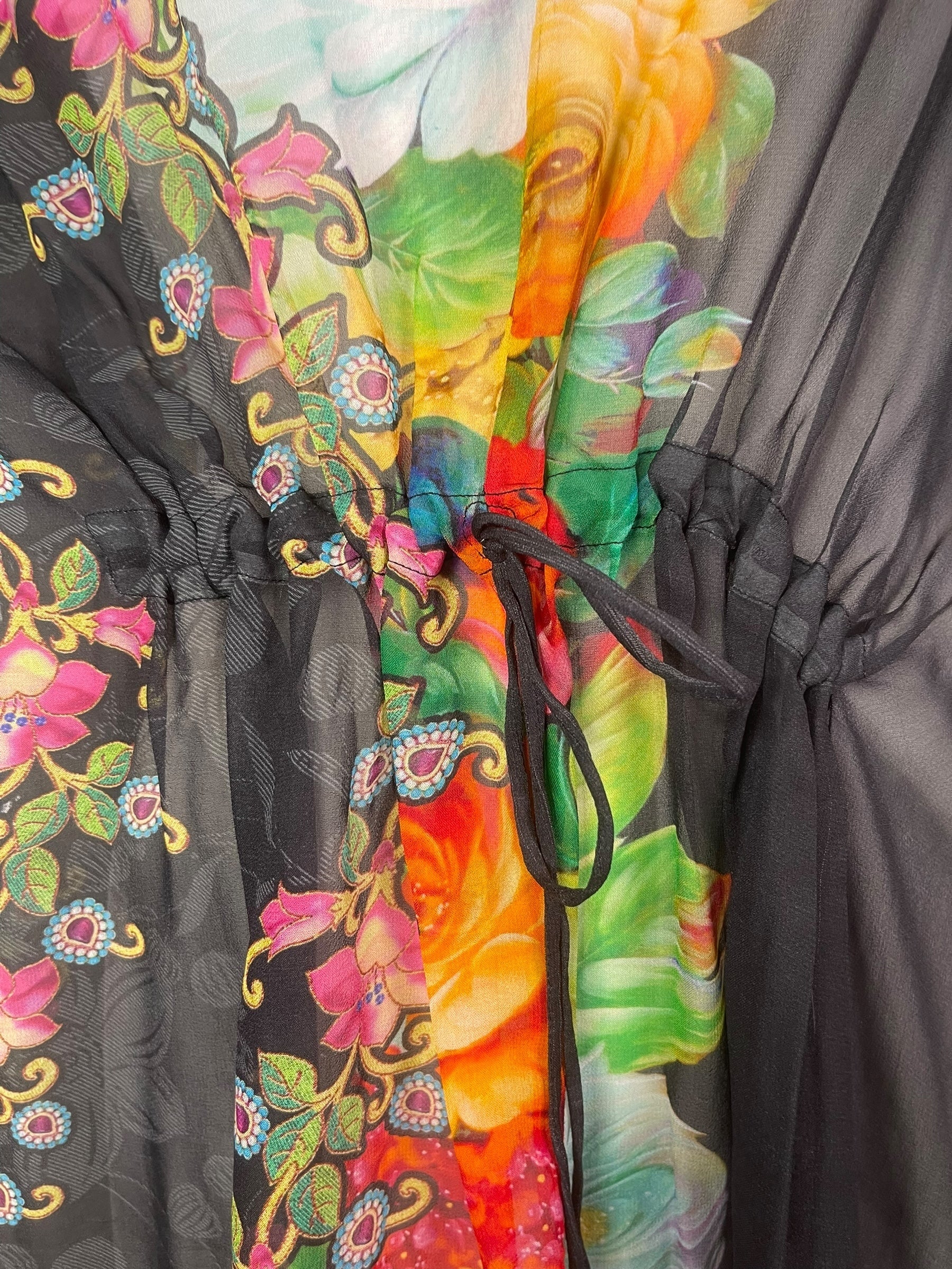 PRG8210 Sheer Avatar Pure Silk Maxi Kaftan by DECEMBER2025 – Handmade ethical Maxi Kaftan from sariKNOTsari using upcycled silk. Designed in Canada for travel and slow fashion, loved from Toronto to LA to Sydney.