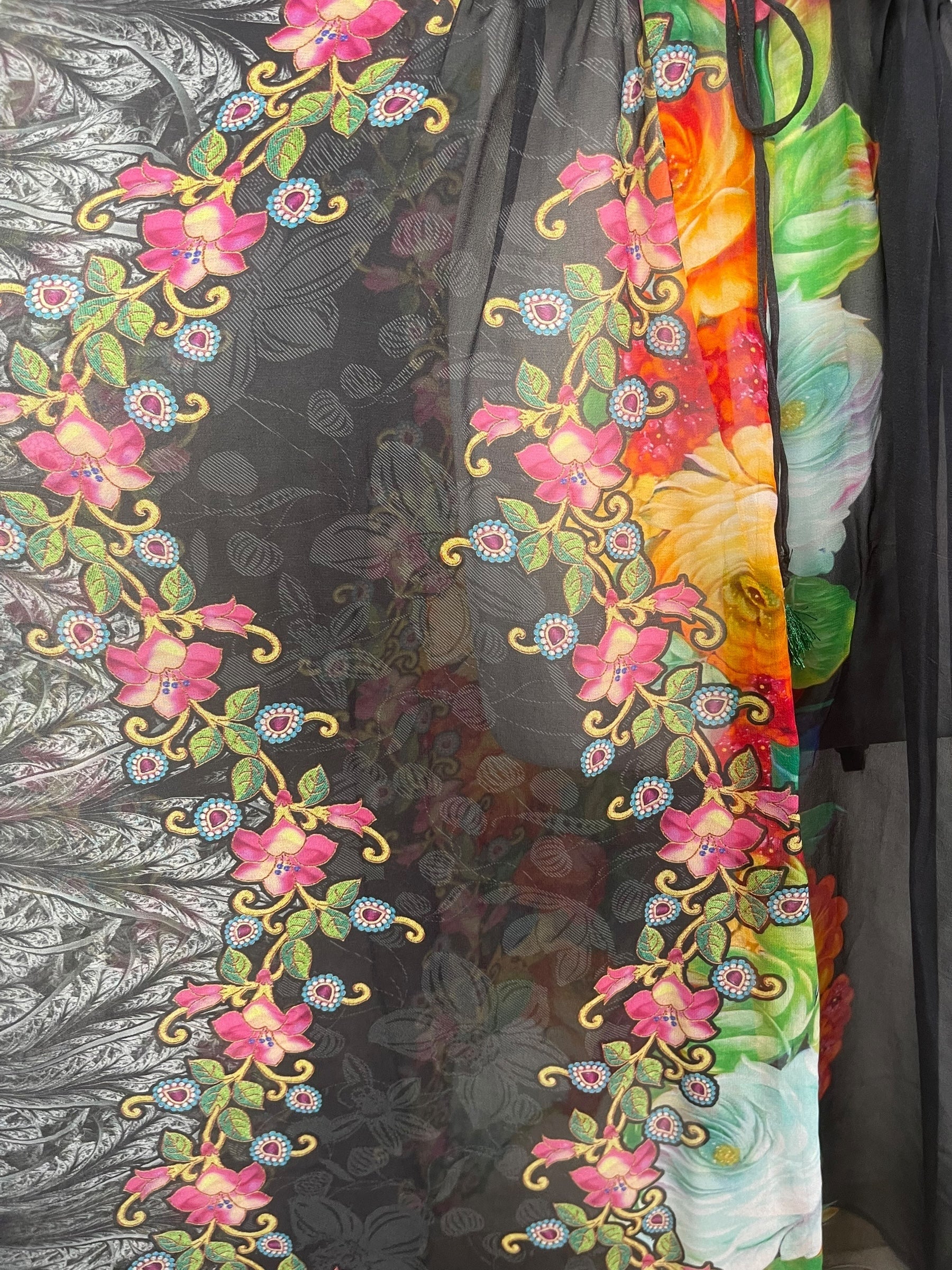 PRG8210 Sheer Avatar Pure Silk Maxi Kaftan by DECEMBER2025 – Handmade ethical Maxi Kaftan from sariKNOTsari using upcycled silk. Designed in Canada for travel and slow fashion, loved from Toronto to LA to Sydney.