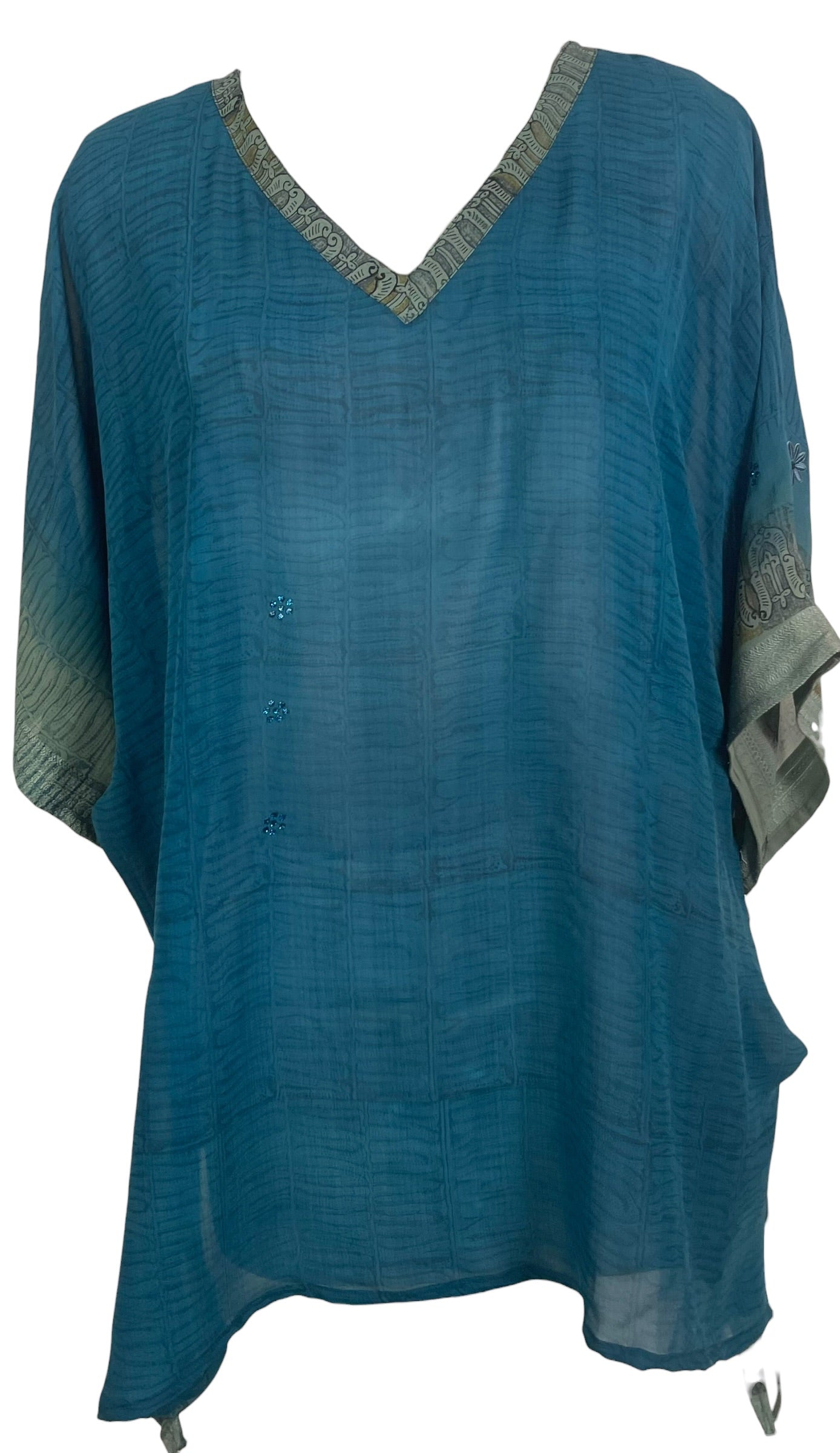 PRG9038 Sheer Avatar Pure Silk Long Tunic with Side Ties