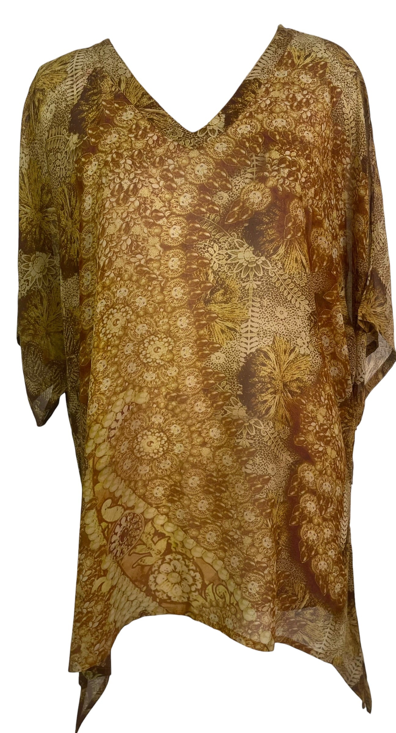 PRG9068 Sheer Avatar Pure Silk Long Tunic with Side Ties