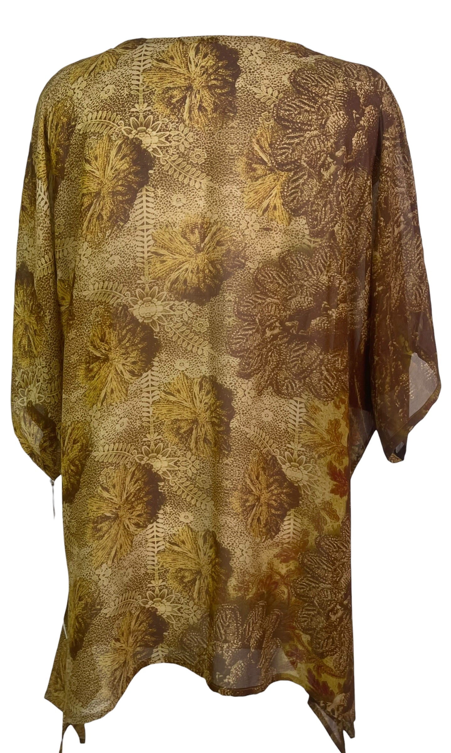 PRG9068 Sheer Avatar Pure Silk Long Tunic with Side Ties