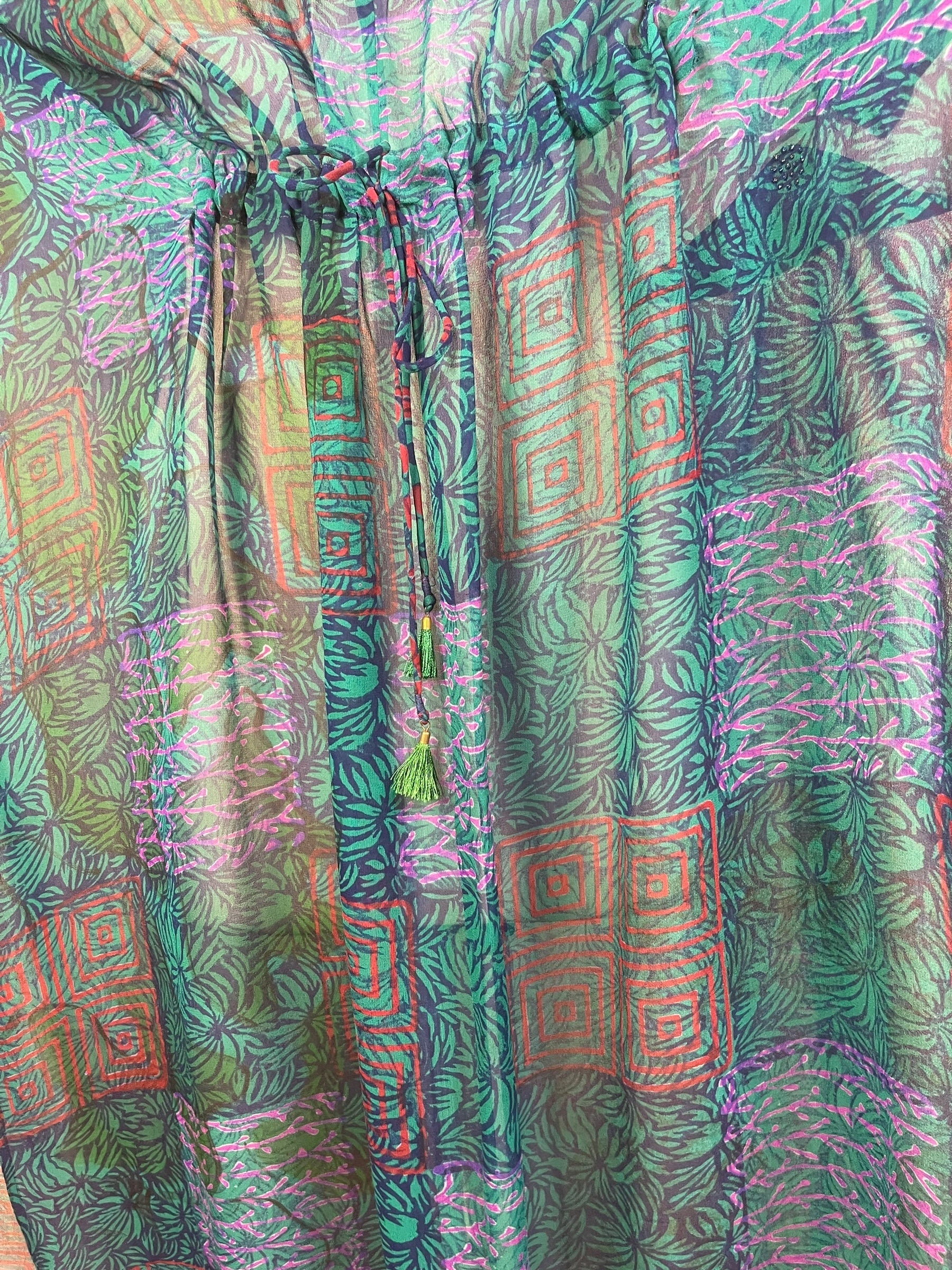 PRG8268A Sheer Avatar Pure Silk Maxi Kaftan