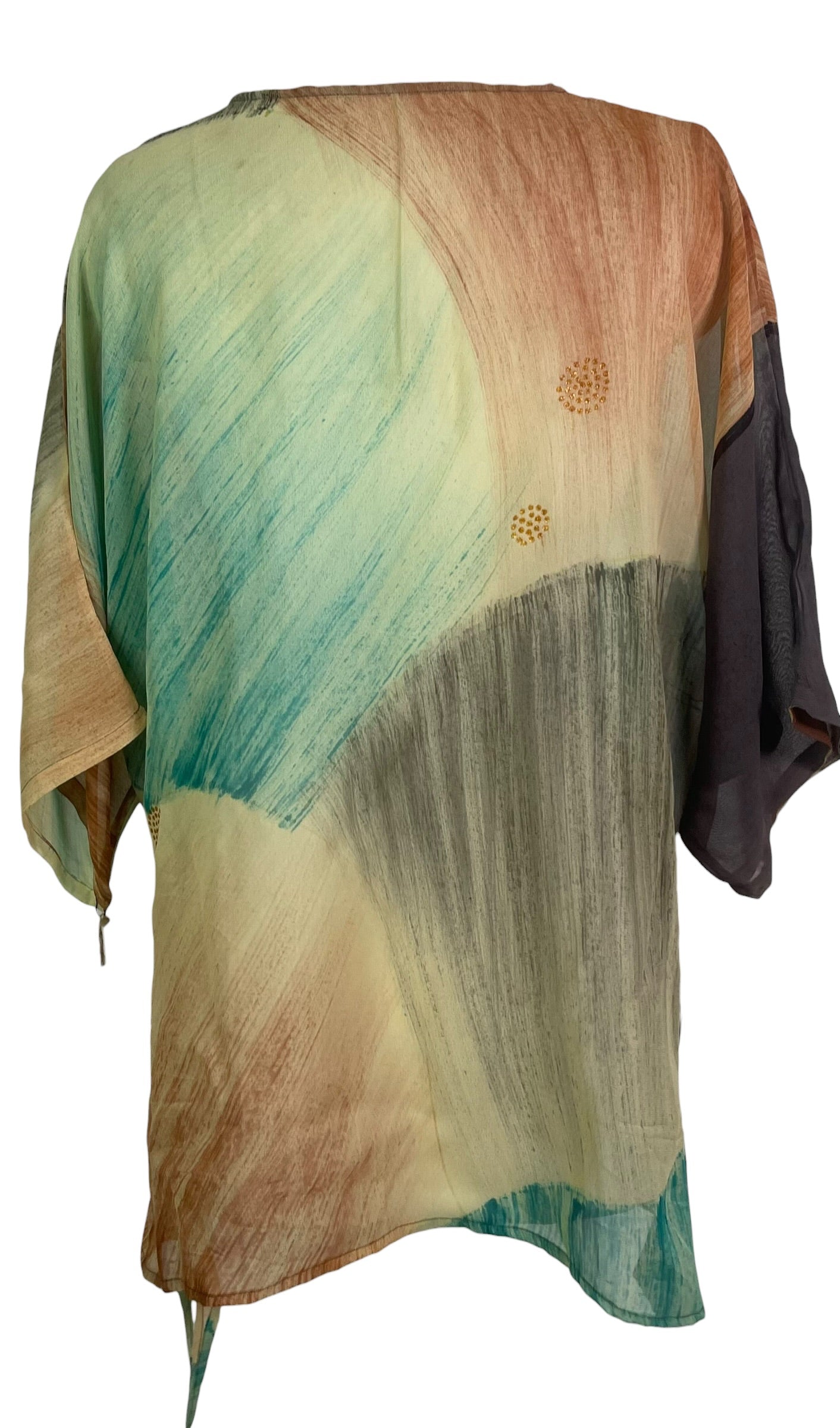 PRG9050 Sheer Avatar Pure Silk Long Tunic with Side Ties