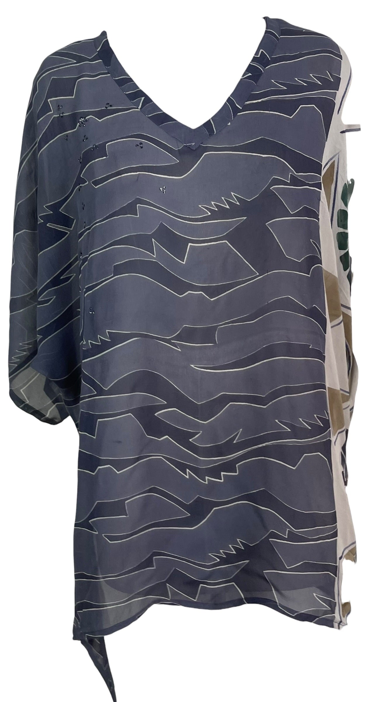 PRG9041 Sheer Wabi Sabi Pure Silk Long Tunic with Side Ties