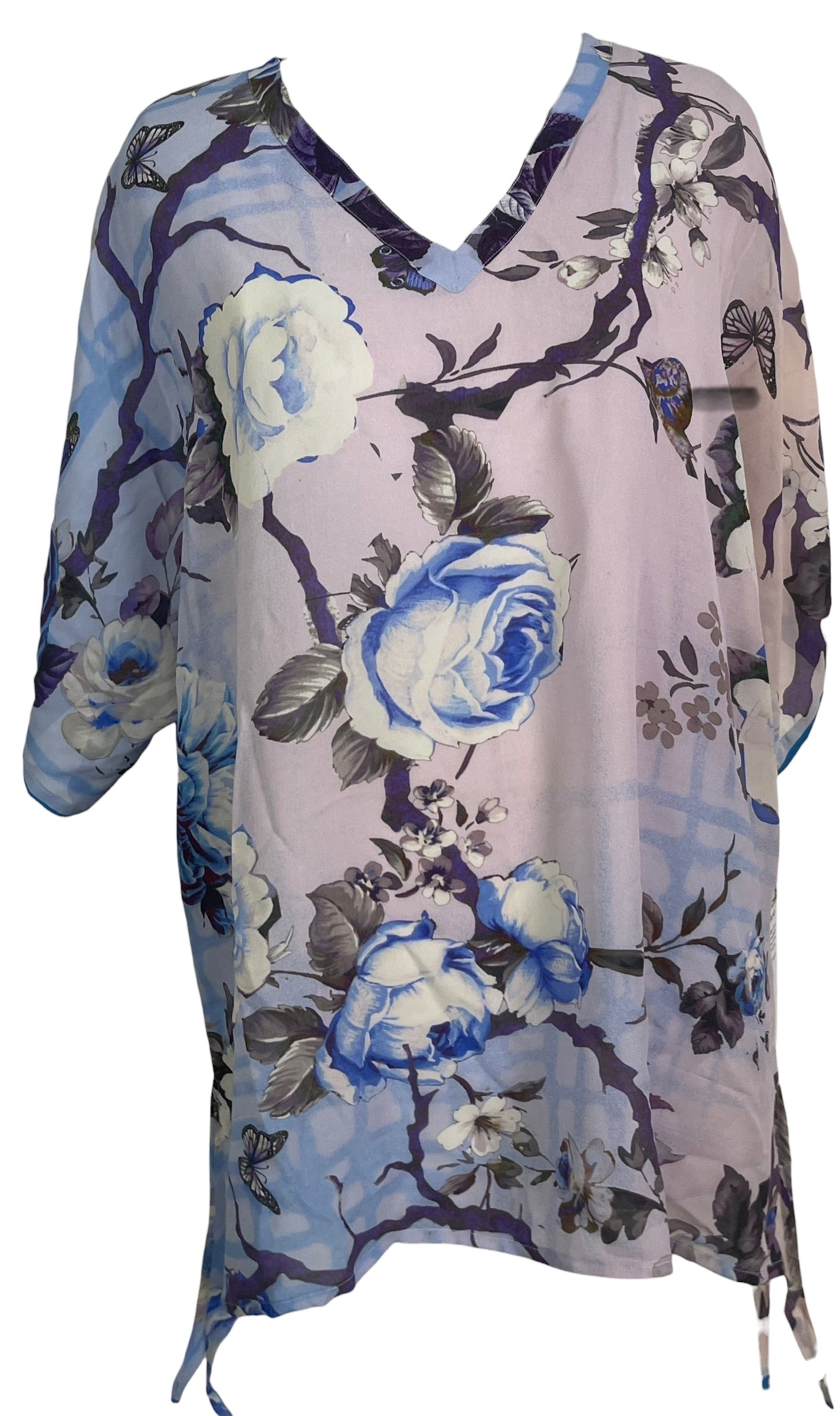 PRG9051 Sheer Wabi Sabi Pure Silk Long Tunic with Side Ties