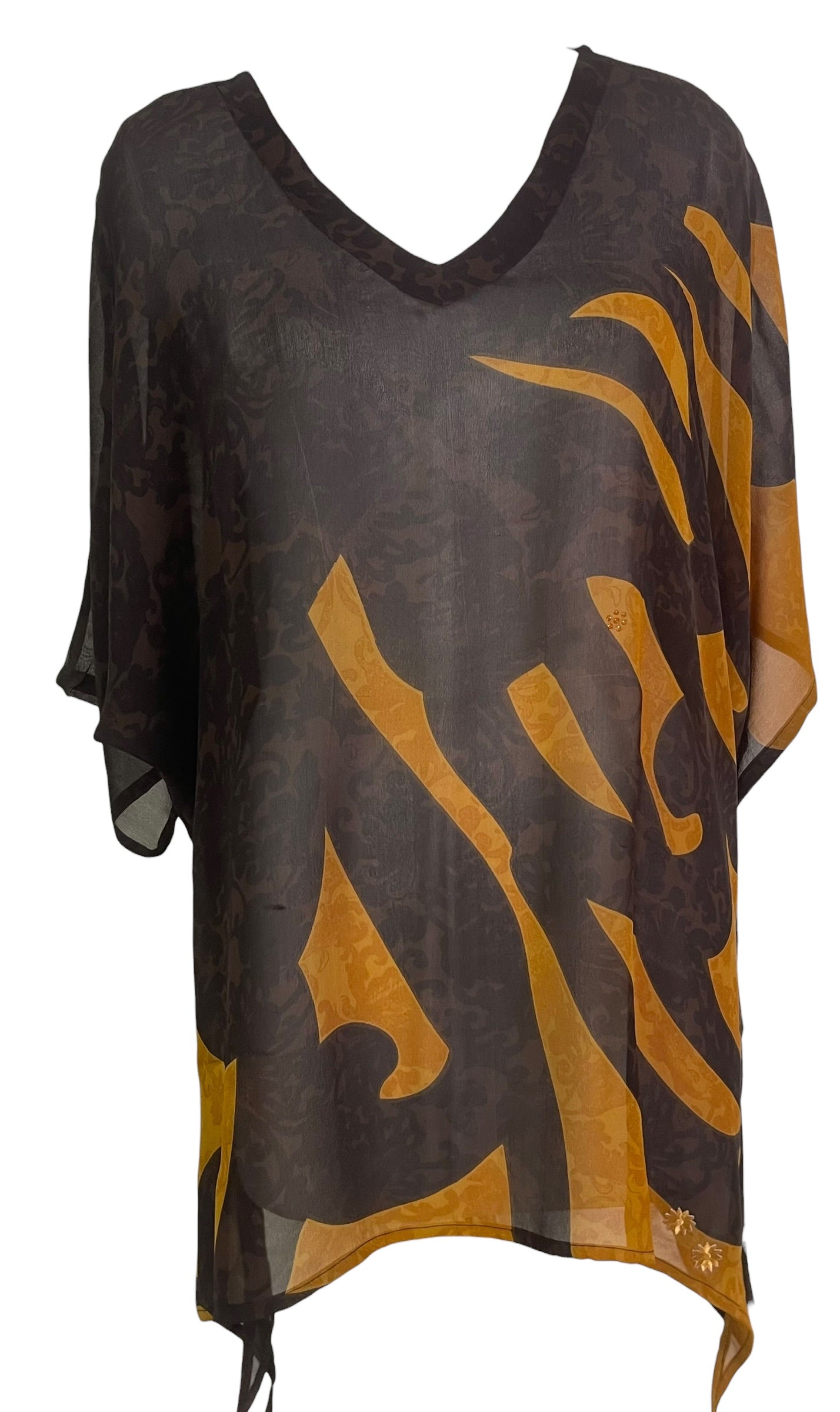 PRG9048 Sheer Wabi Sabi Pure Silk Long Tunic with Side Ties