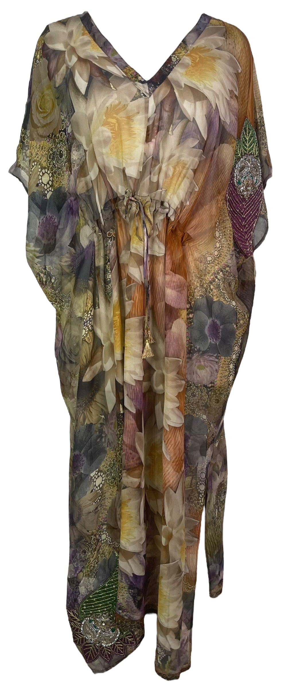 PRG8260 Sheer Wabi Sabi Pure Silk Maxi Kaftan
