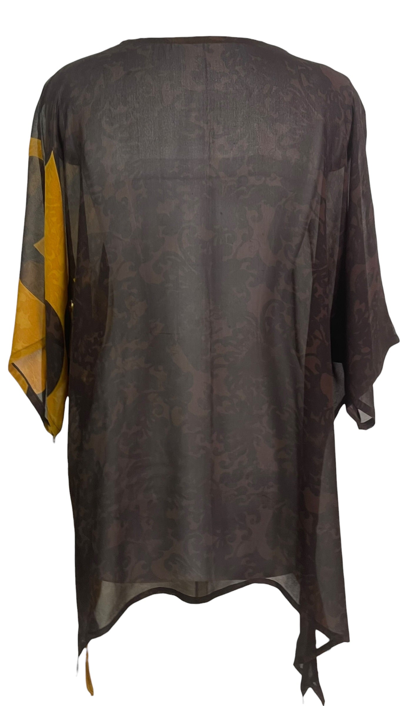 PRG9048 Sheer Wabi Sabi Pure Silk Long Tunic with Side Ties