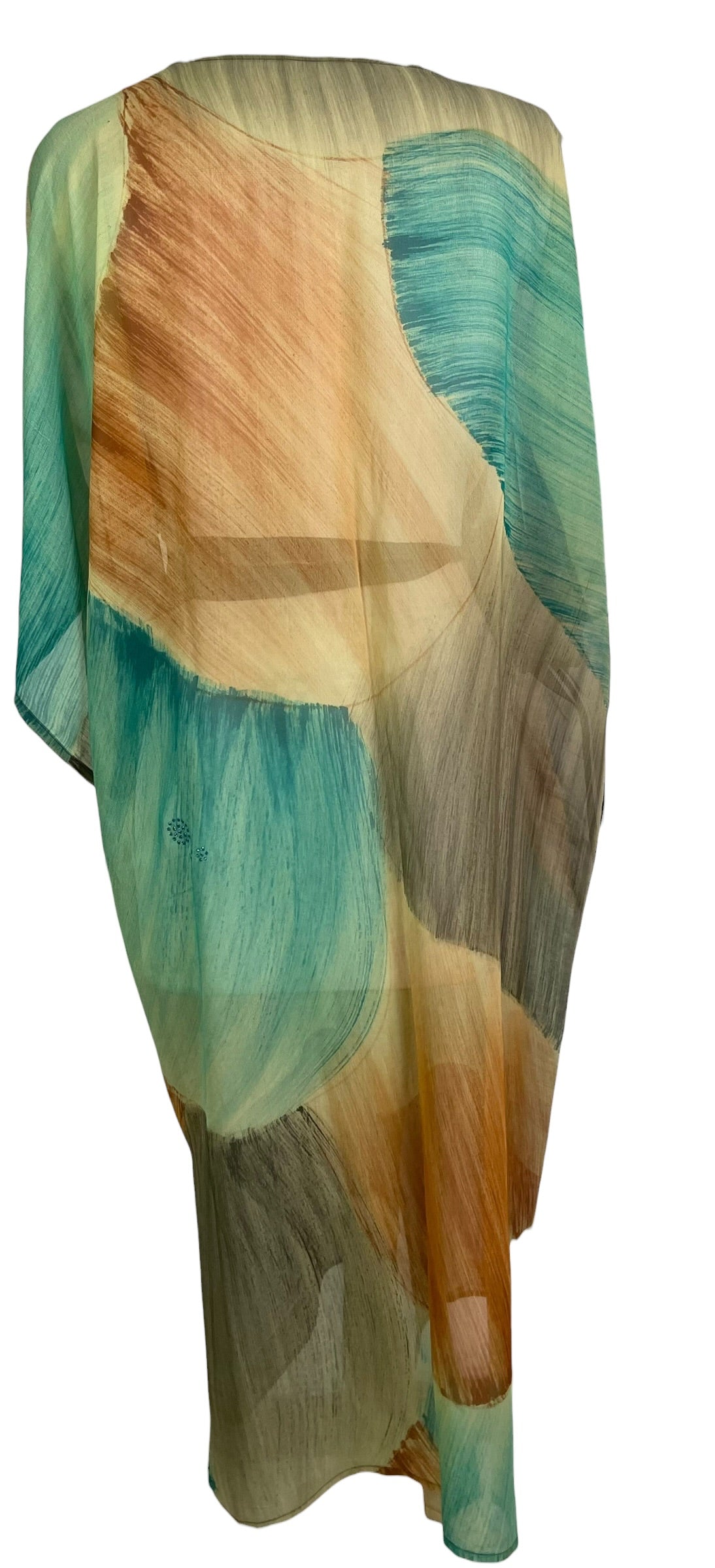 PRG9050 Sheer Avatar Long Pure Silk Kimono Sleeved Duster with Belt