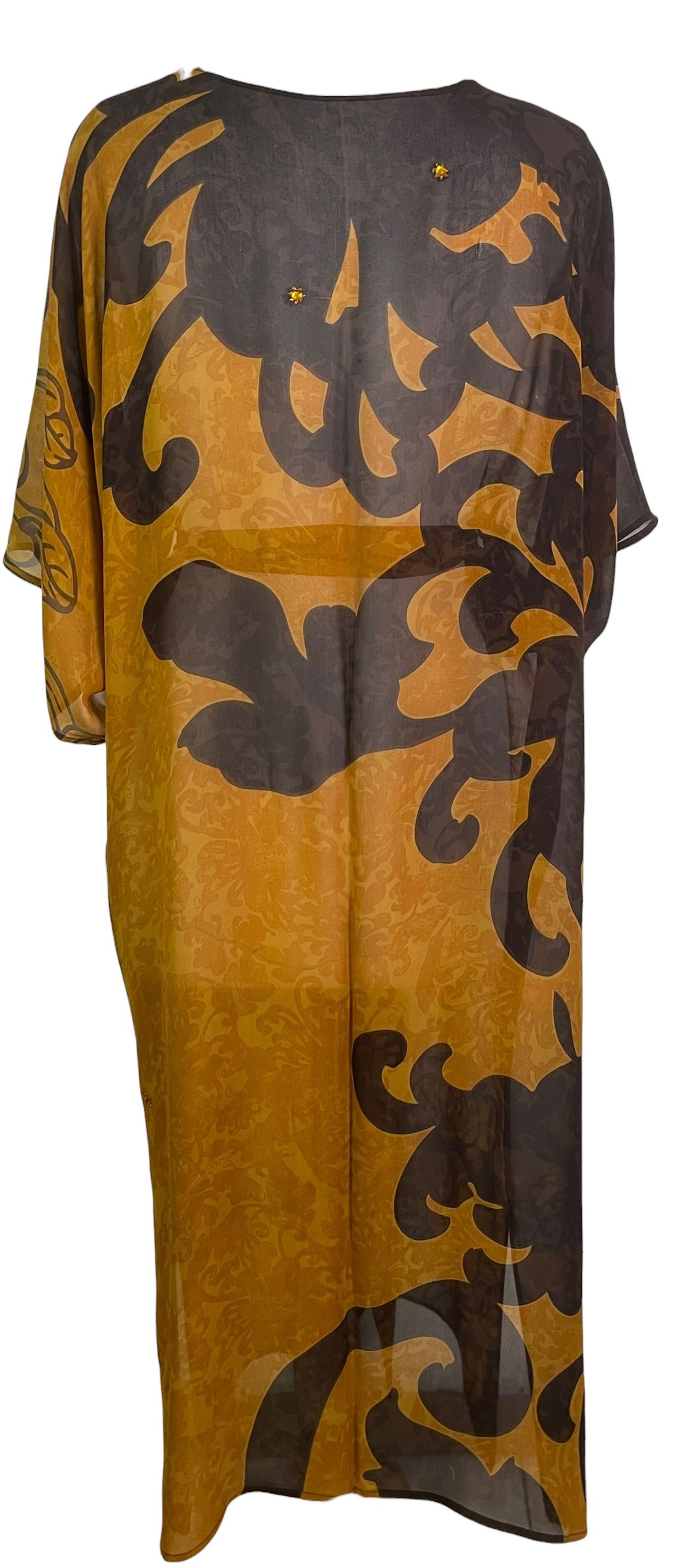 PRG9048 Sheer Wabi Sabi Pure Silk Kimono Sleeved Duster with Belt