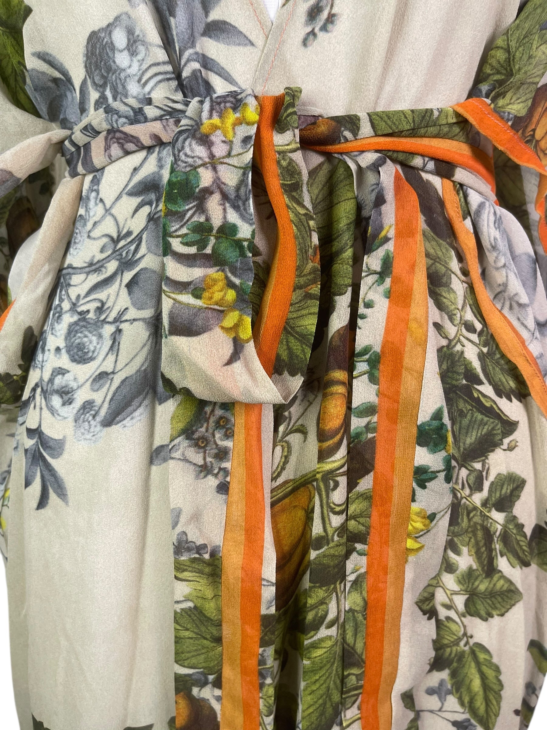 PRG8049 Sheer Wabi Sabi Pure Silk Kimono Sleeved Duster with Belt