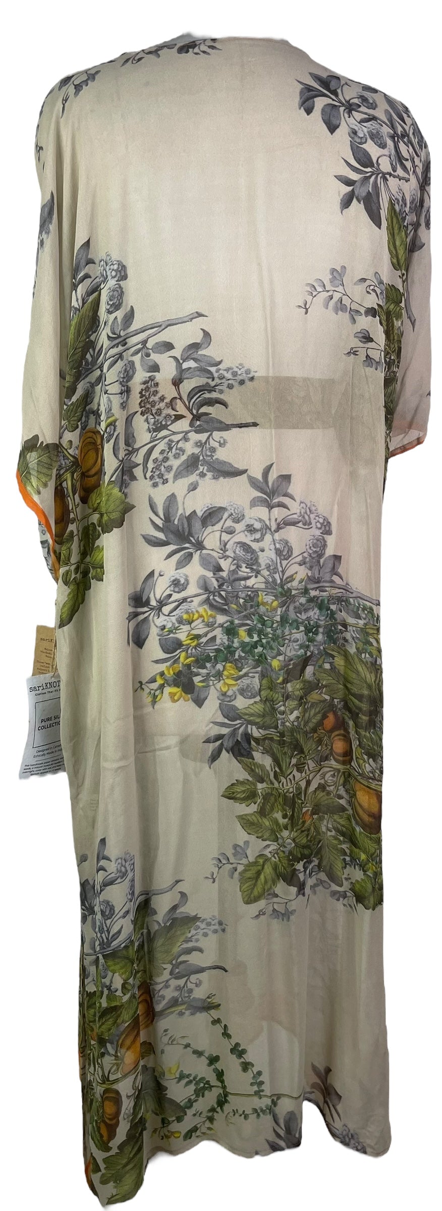 PRG8049 Sheer Wabi Sabi Pure Silk Kimono Sleeved Duster with Belt