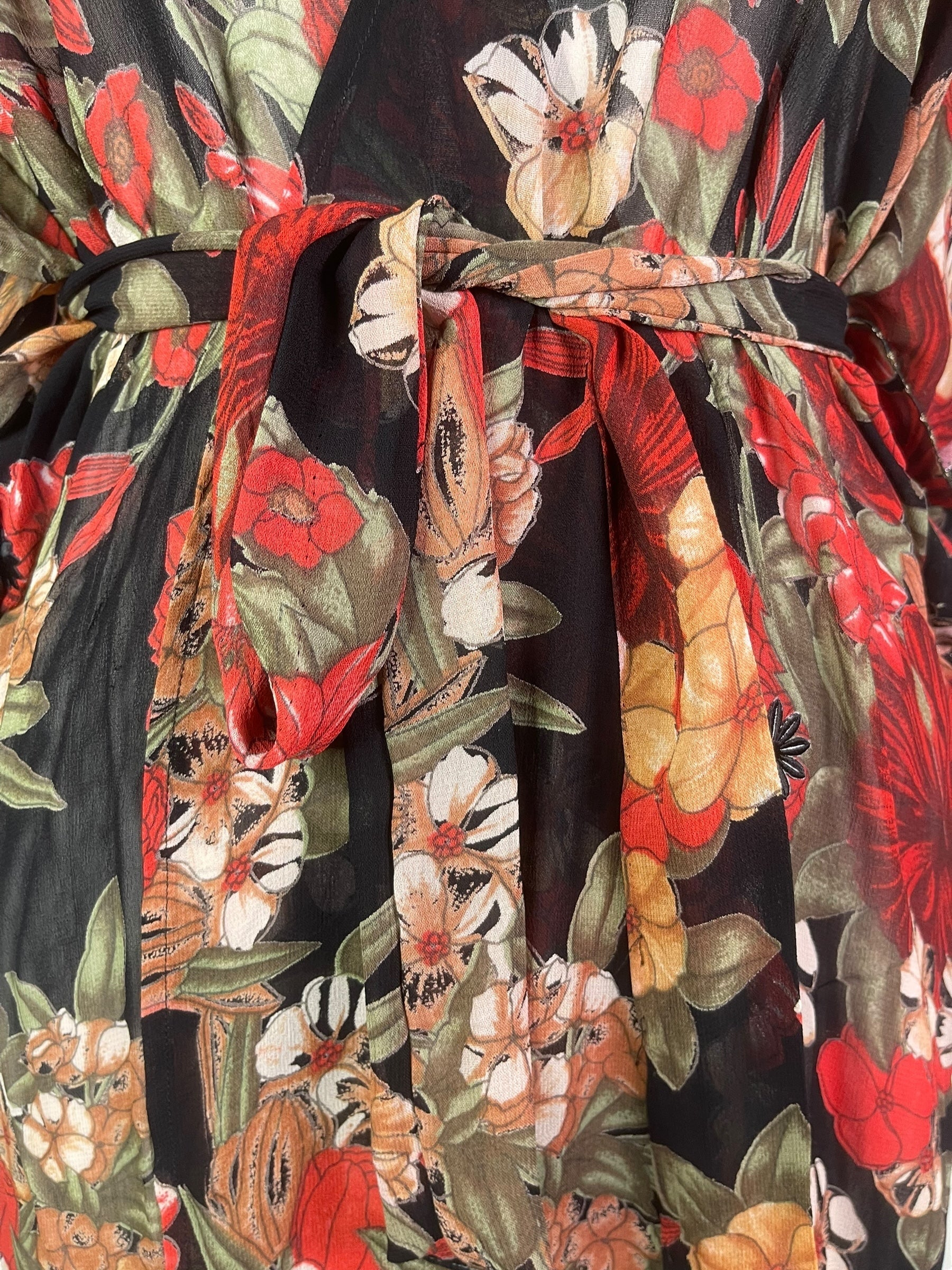 PRG8212 Sheer Wabi Sabi Pure Silk Kimono Sleeved Duster with Belt by DECEMBER2025 – Handmade ethical Long Kimono from sariKNOTsari using upcycled silk. Designed in Canada for travel and slow fashion, loved from Toronto to LA to Sydney.