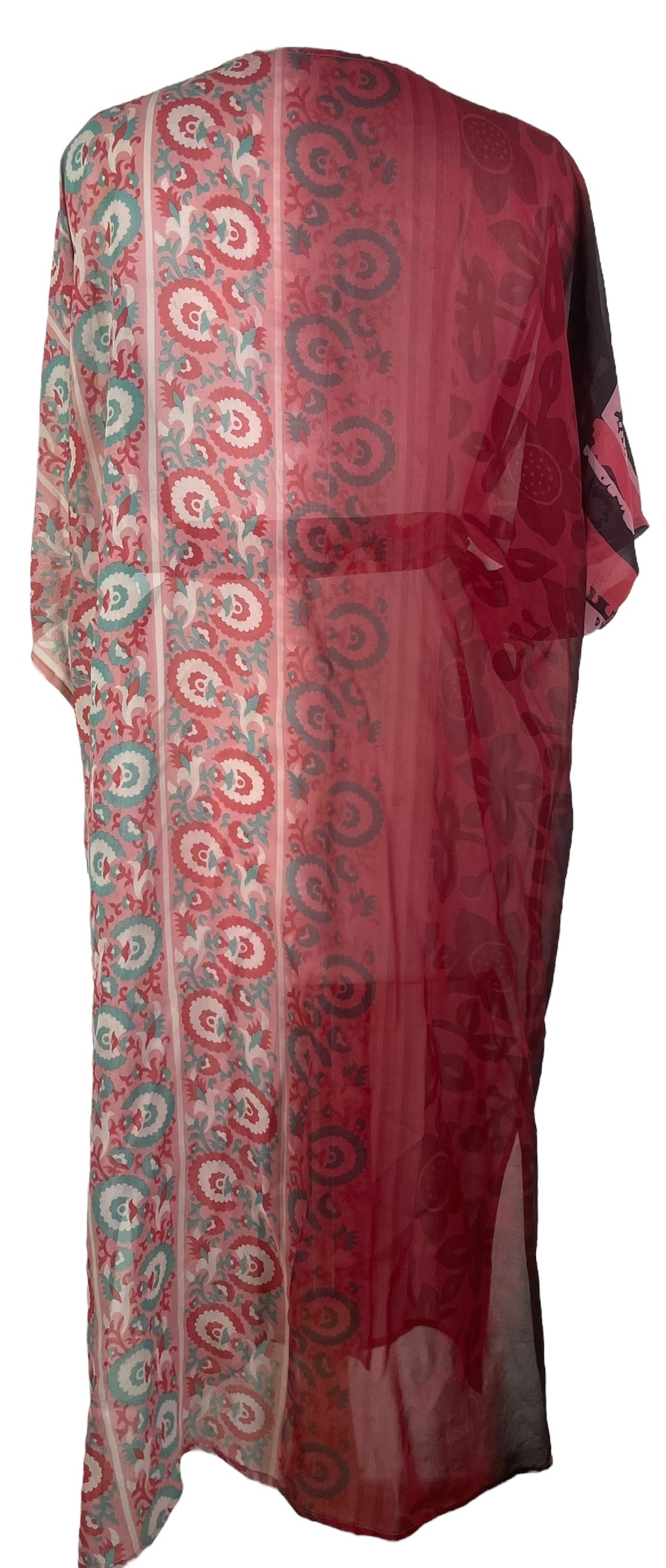 PRG8057 Sheer Wabi Sabi Pure Silk Kimono Sleeved Duster with Belt