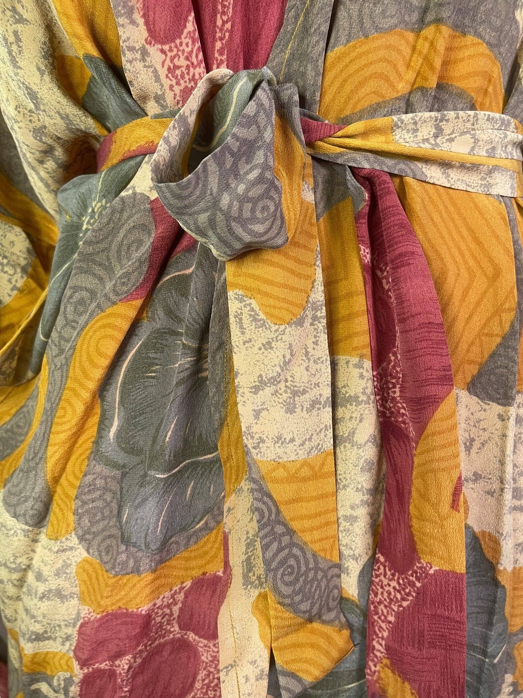 PRC8256 Wabi Sabi Pure Silk Kimono Sleeved Duster with Belt