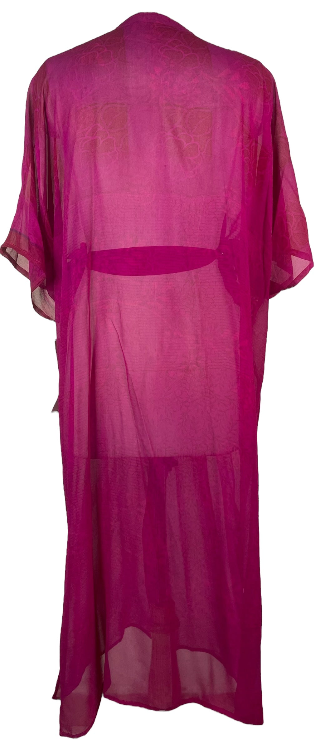 PRG8058 Sheer Wabi Sabi Pure Silk Kimono Sleeved Duster with Belt