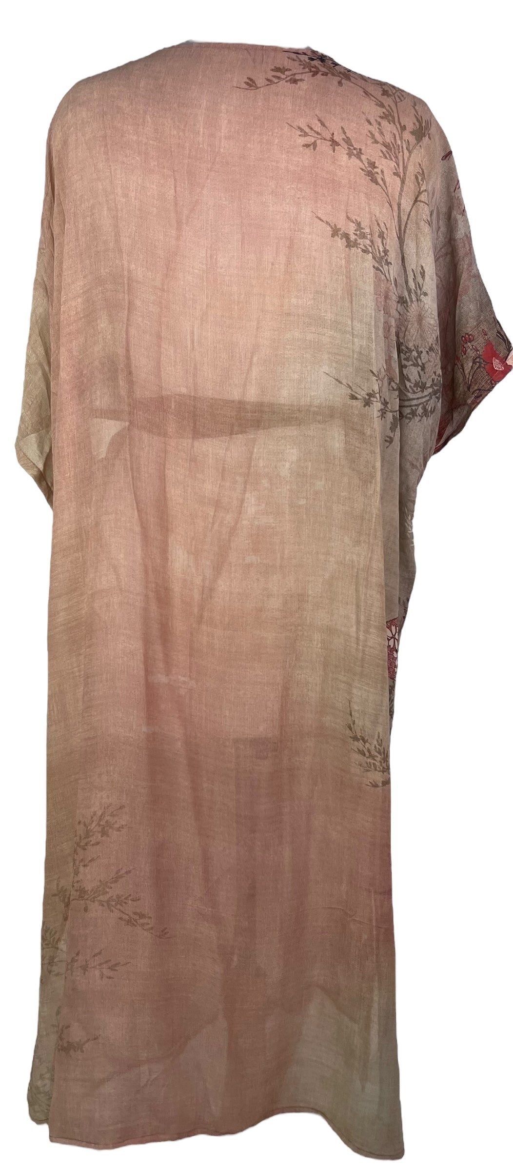 PRG8261 Sheer Wabi Sabi Pure Silk Kimono Sleeved Duster with Belt