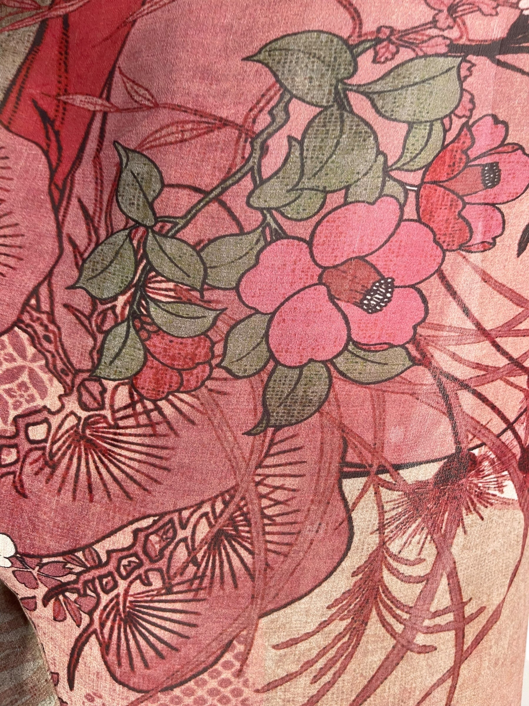 PRG8261 Sheer Wabi Sabi Pure Silk Kimono Sleeved Duster with Belt