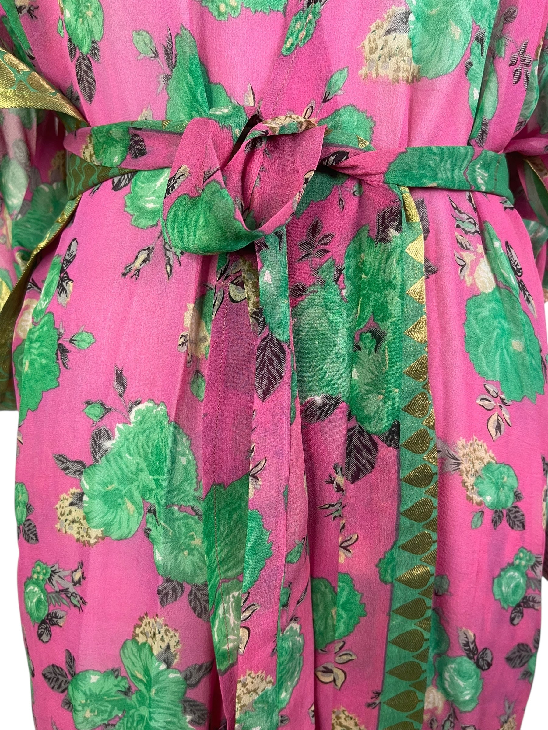 PRG8350 Sheer Wabi Sabi Pure Silk Kimono Sleeved Duster with Belt