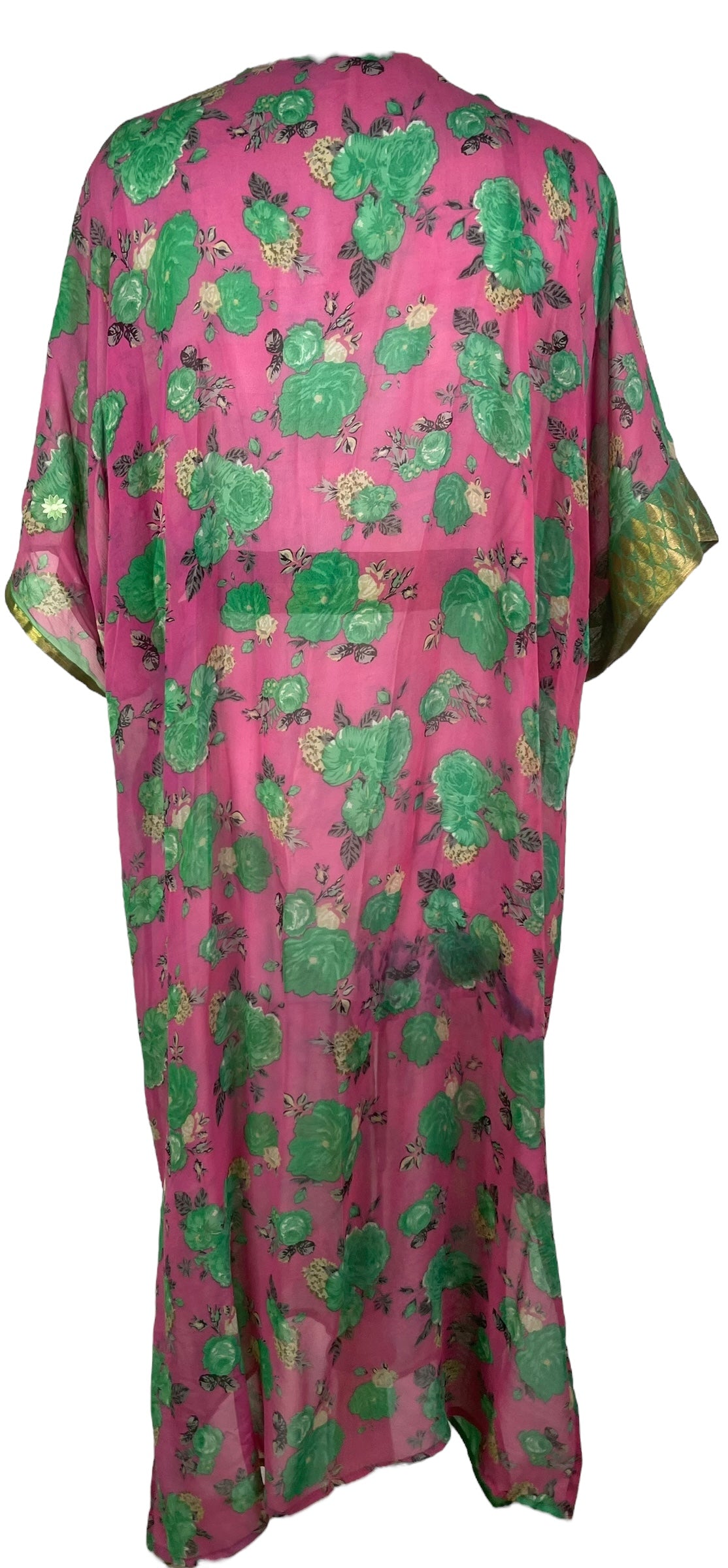 PRG8350 Sheer Wabi Sabi Pure Silk Kimono Sleeved Duster with Belt