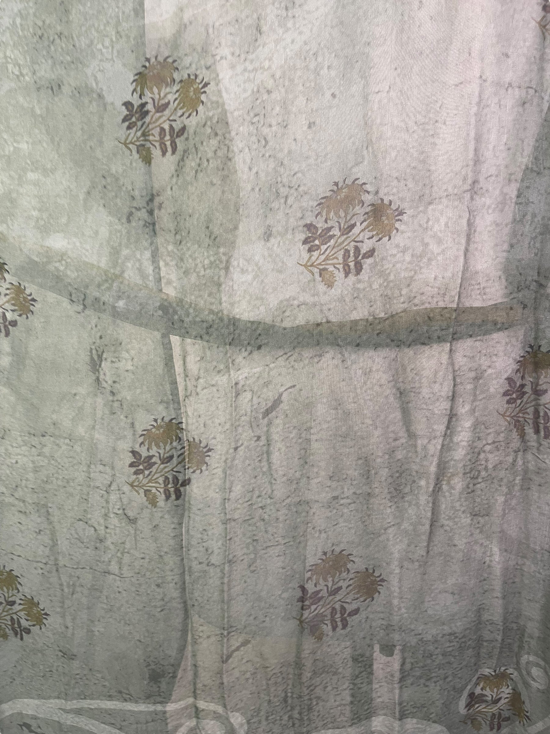 PRG8208 Sheer Wabi Sabi Pure Silk Kimono Sleeved Duster with Belt