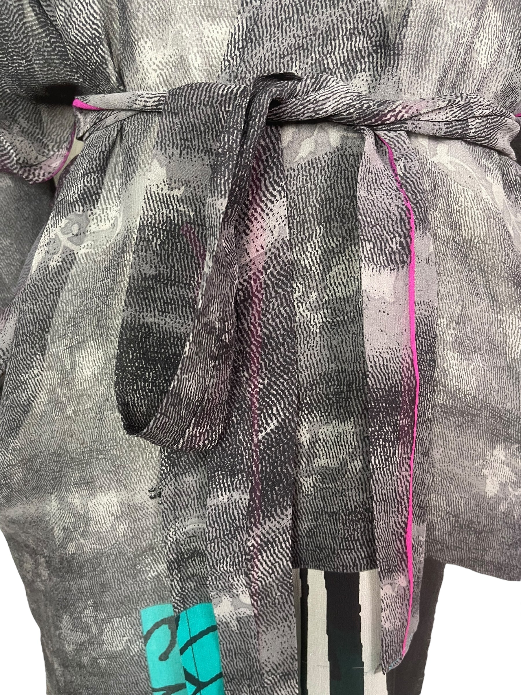 PRG8342 Sheer Avatar Pure Silk Kimono-Sleeved Jacket with Belt