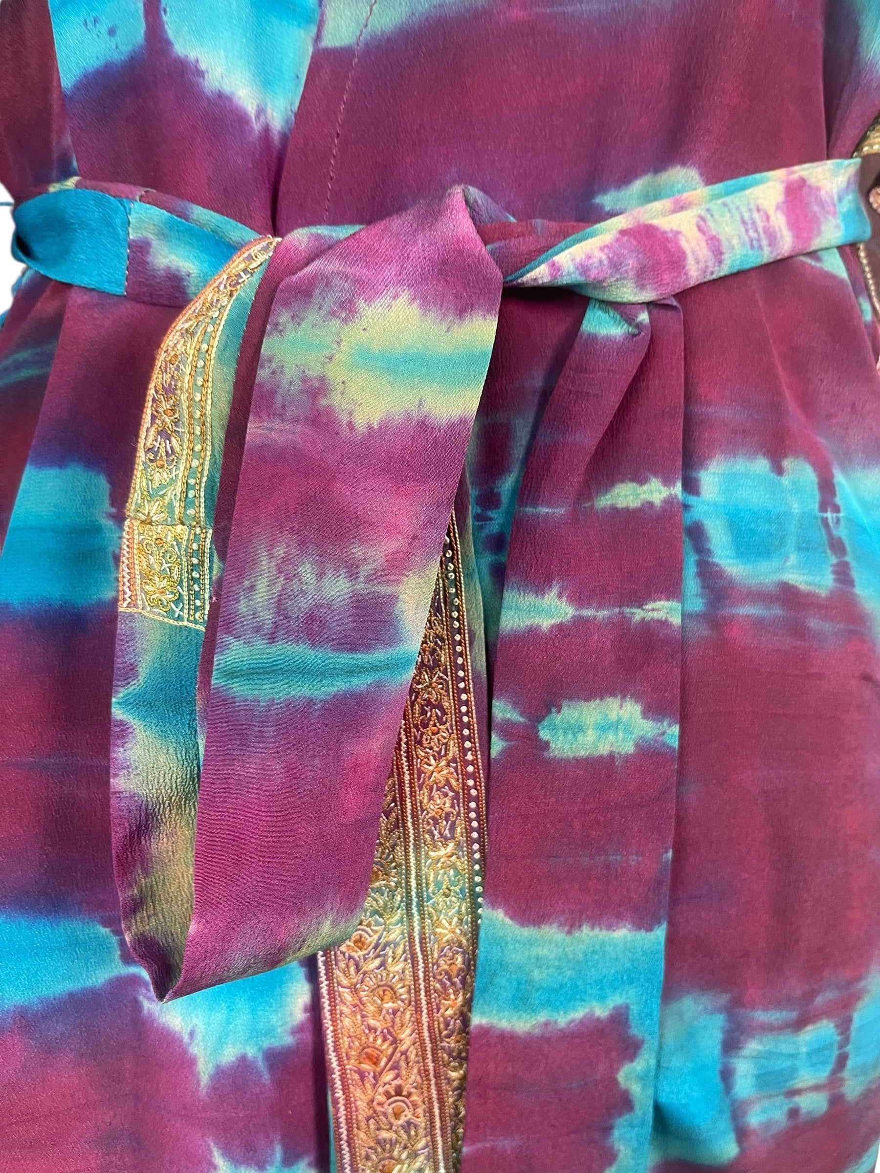 PRC8324 Avatar Pure Silk Kimono-Sleeved Jacket with Belt