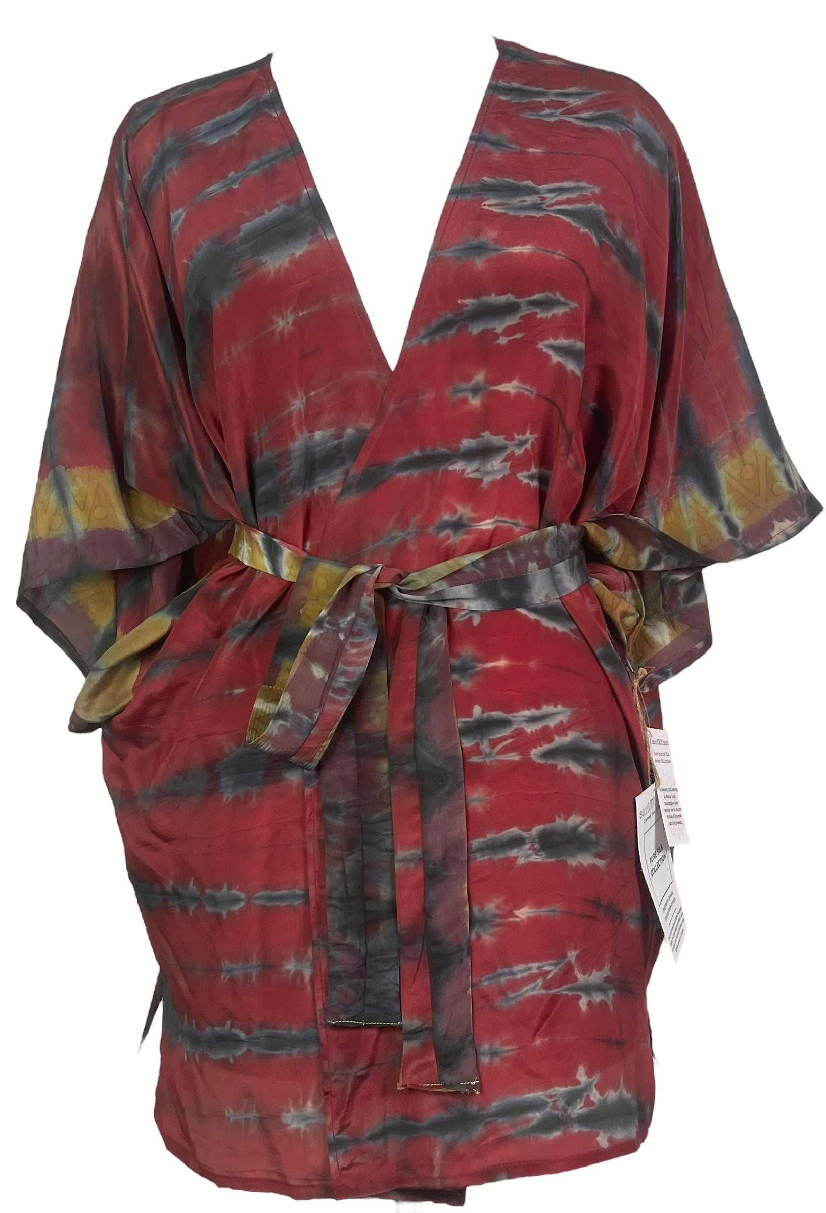 PRC8329 Avatar Pure Silk Kimono-Sleeved Jacket with Belt