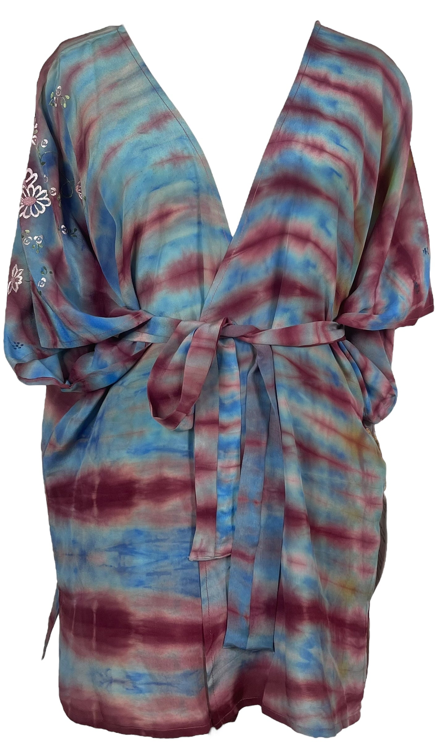 PRC8323 Avatar Pure Silk Kimono-Sleeved Jacket with Belt