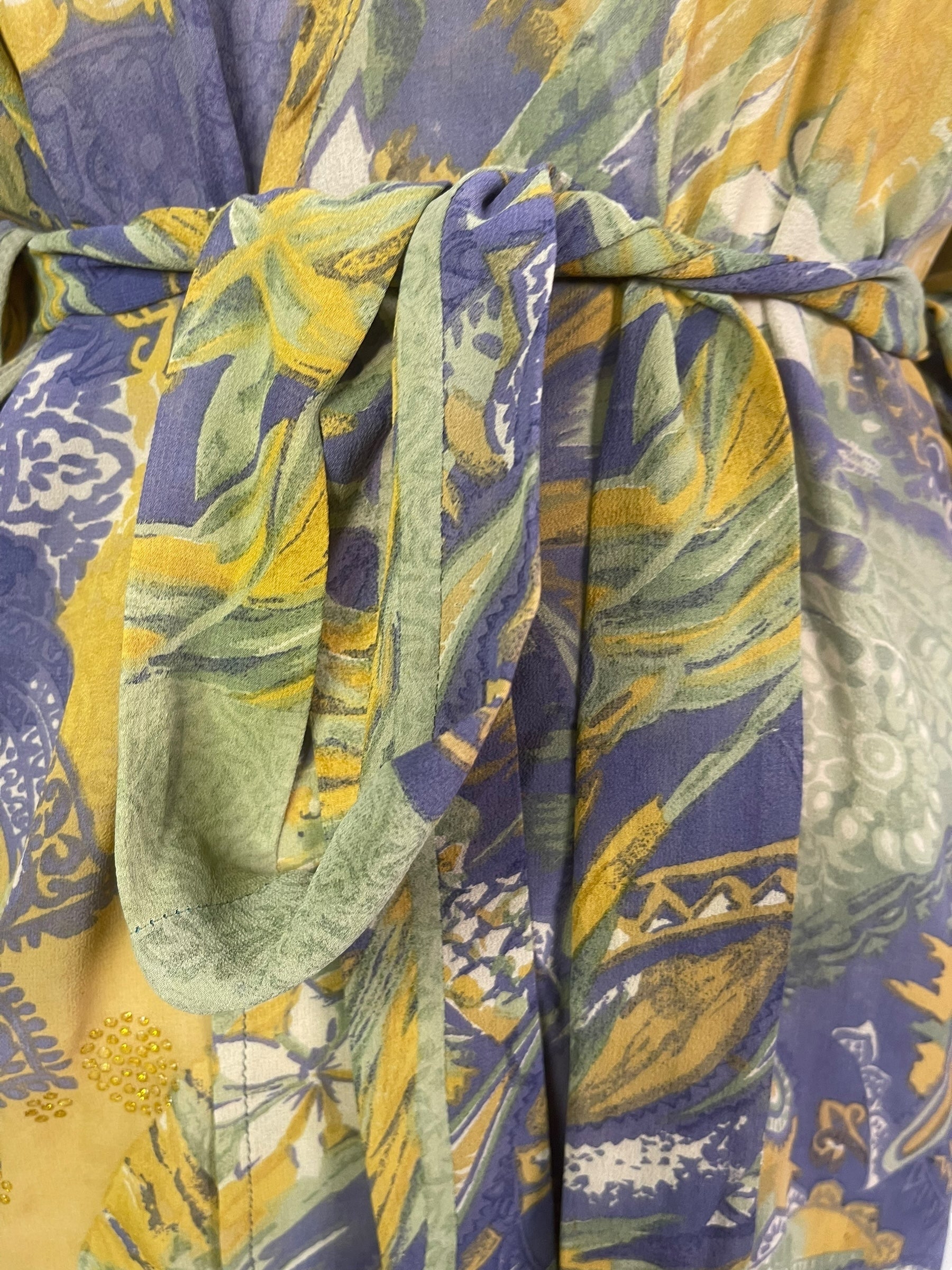 PRG8338B Sheer Avatar Pure Silk Kimono-Sleeved Jacket with Belt